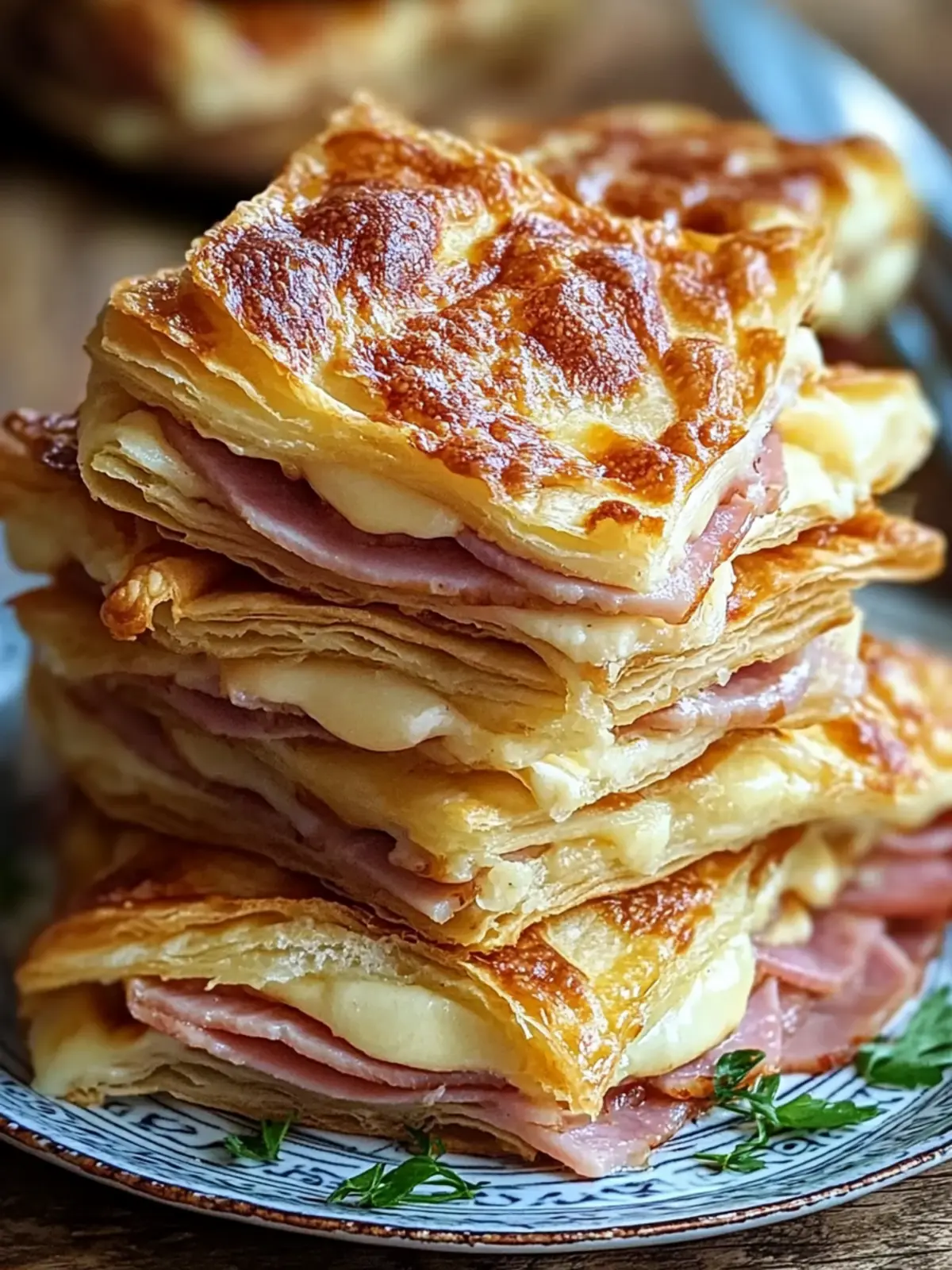 Crispy Ham & Cheese Puff Pastry Stacks for Effortless Entertaining 2 Crispy Ham & Cheese Puff Pastry Stacks