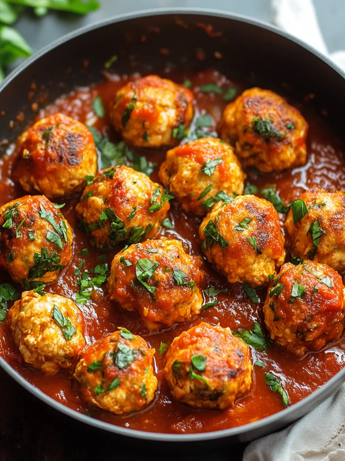 Baked Chicken Meatballs in Tomato Sauce for Family Fun Nights 3 Baked Chicken Meatballs in Tomato Sauce