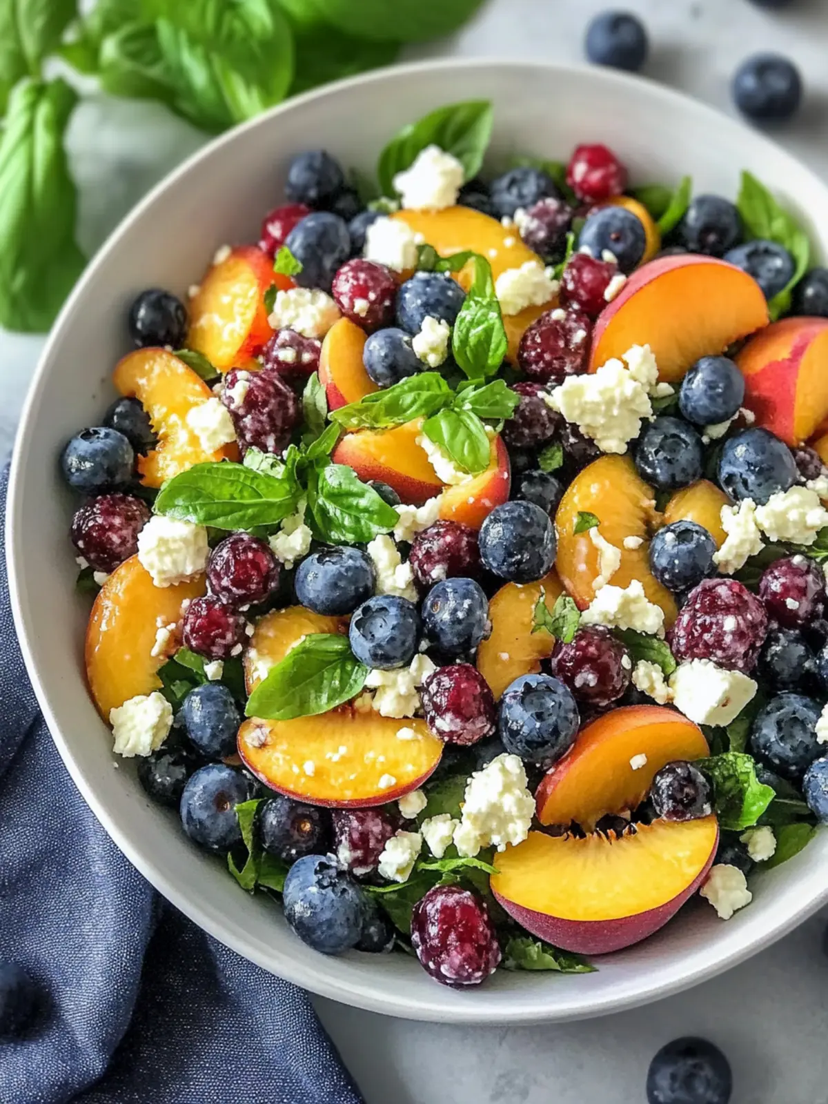 Blueberry Peach Feta Salad for a Refreshing Summer Vibe 4 Blueberry Peach Feta Salad