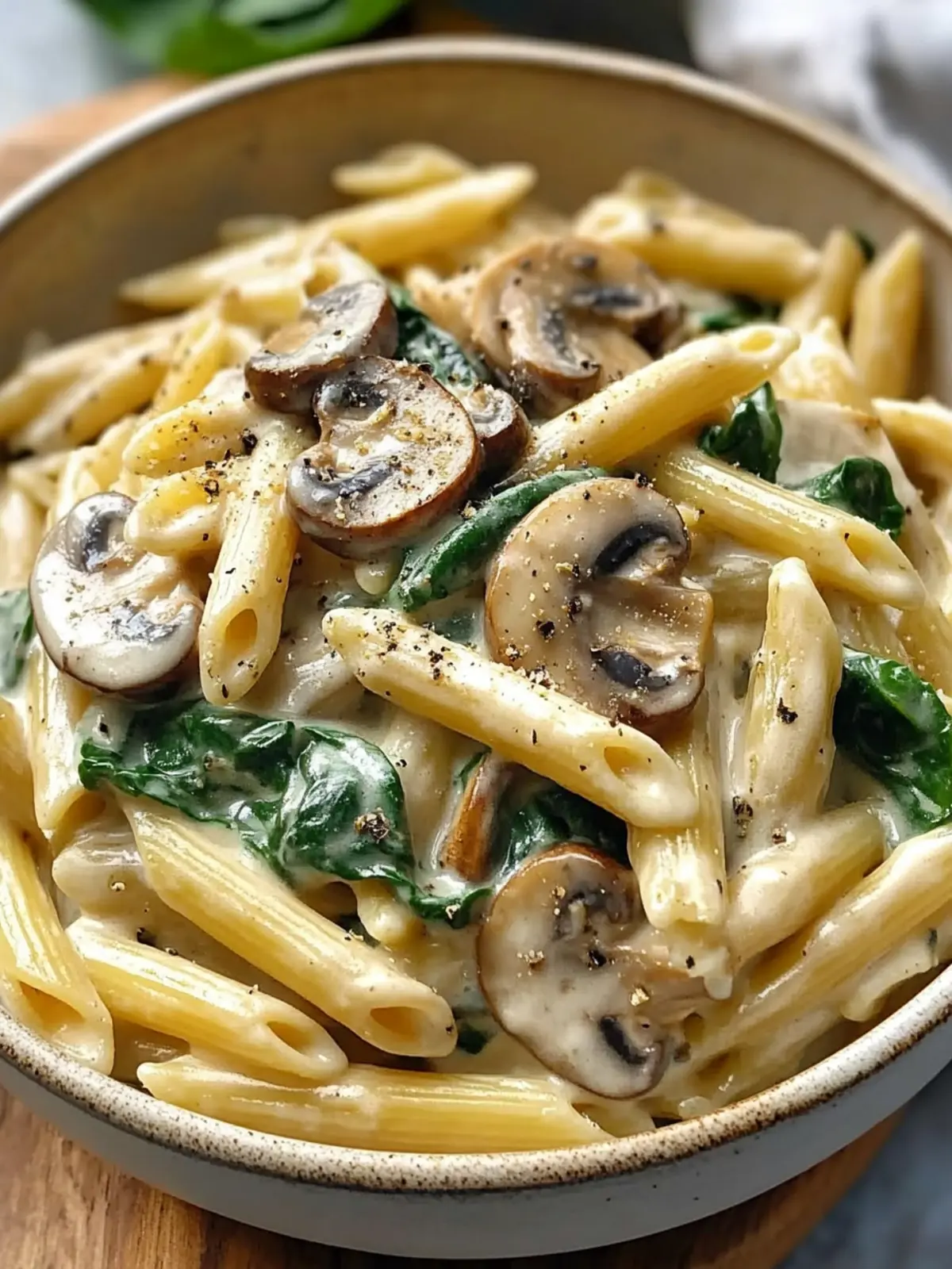 Creamy Mushroom Spinach Penne: Your New Favorite Pasta Delight 2 Creamy Mushroom Spinach Penne
