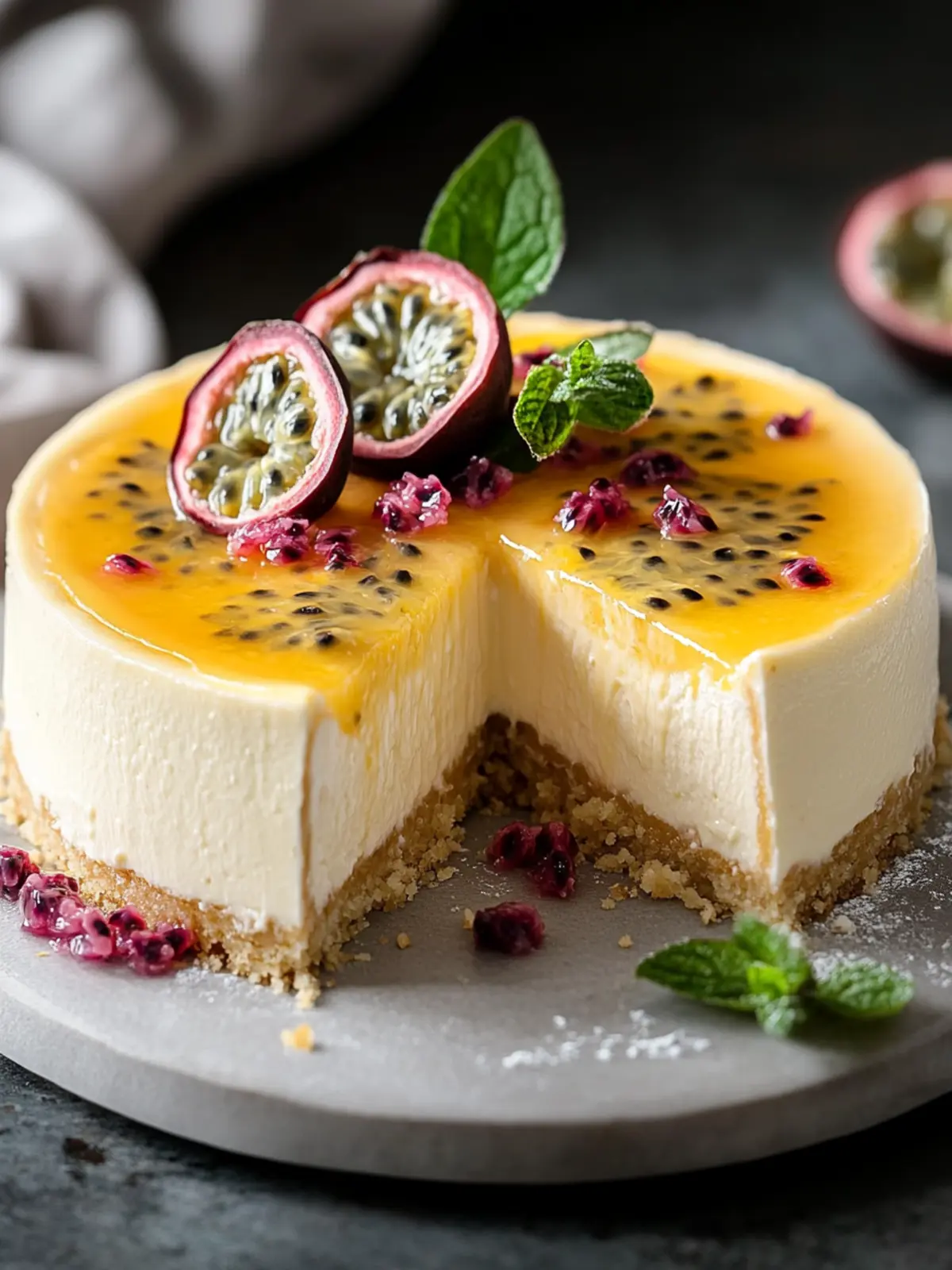 Creamy Passionfruit Cheesecake with a Tropical Twist 2 Passionfruit Cheesecake
