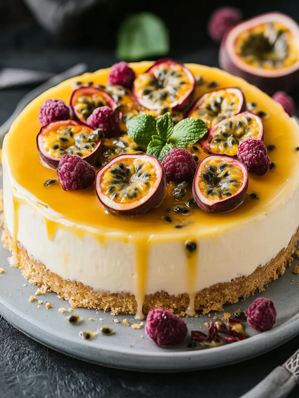 Creamy Passionfruit Cheesecake with a Tropical Twist 4 Passionfruit Cheesecake