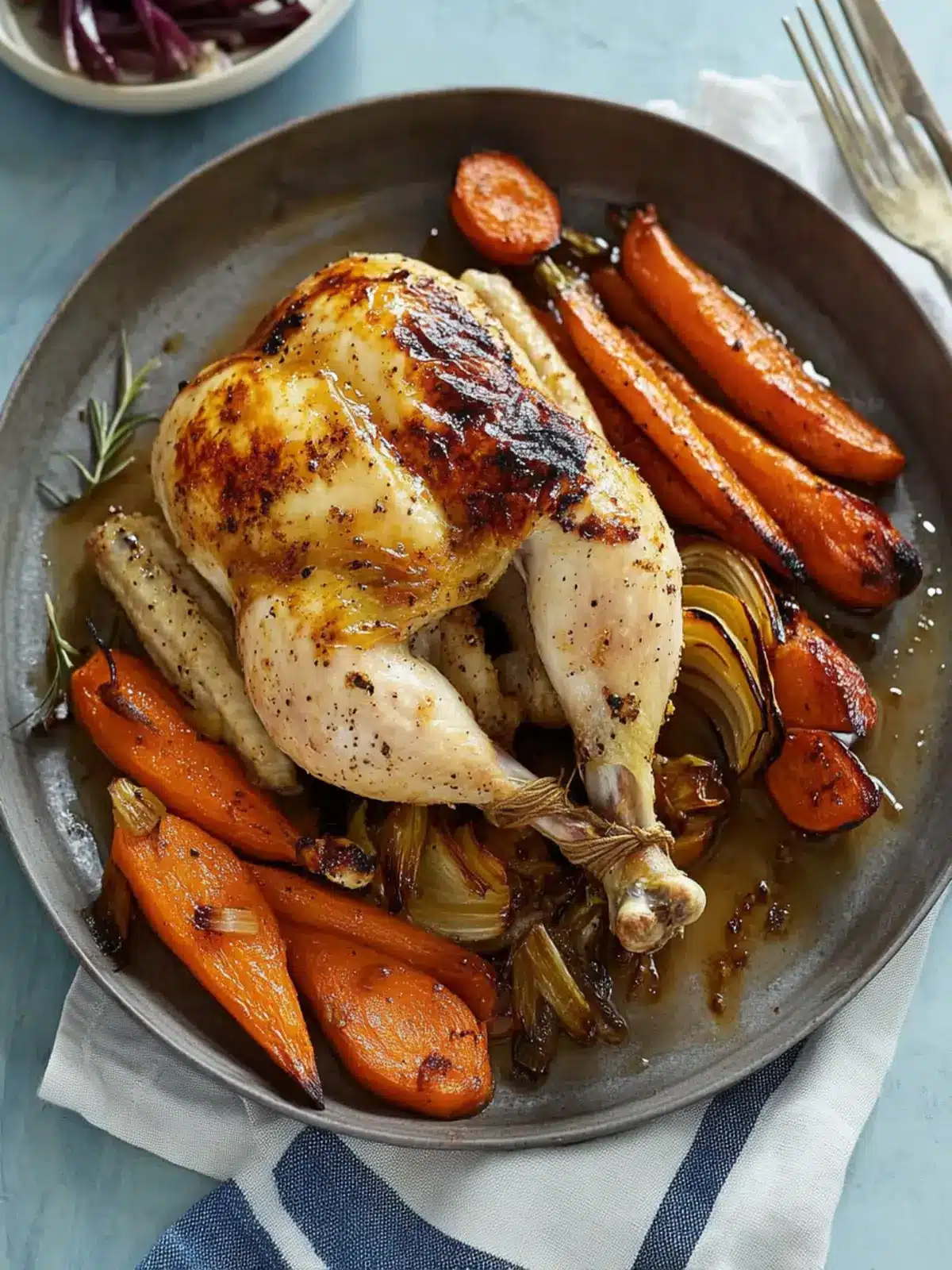 Spiced Roast Chicken with Sweet Caramelized Carrots and Shallots 4 Spiced Roast Chicken with Caramelized Carrots and Shallots