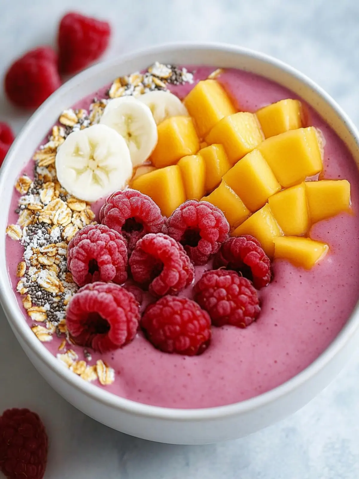 Raspberry Mango Smoothie Bowl: Blissfully Healthy & Delicious 3 Raspberry Mango Smoothie Bowl