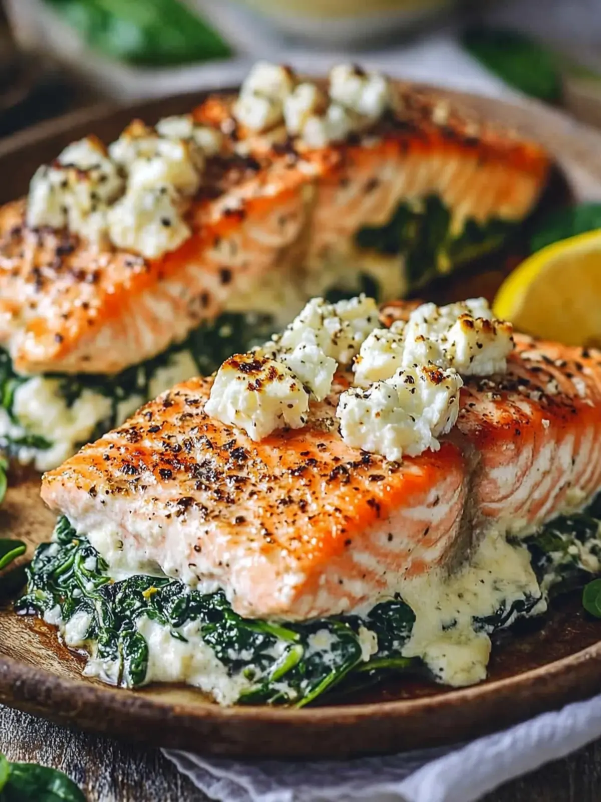 Baked Feta Spinach Stuffed Salmon That's Pure Comfort Joy 2 Baked Feta Spinach Stuffed Salmon