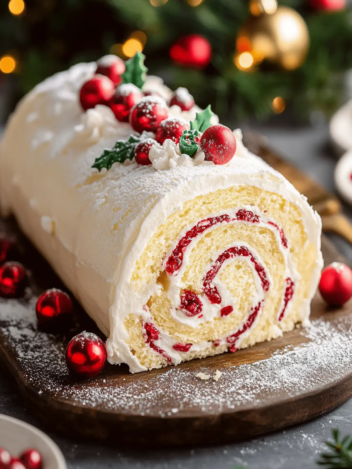 Delightful Christmas Vanilla Roll Cake with Whipped Cream Twist 4 Christmas Vanilla Roll Cake