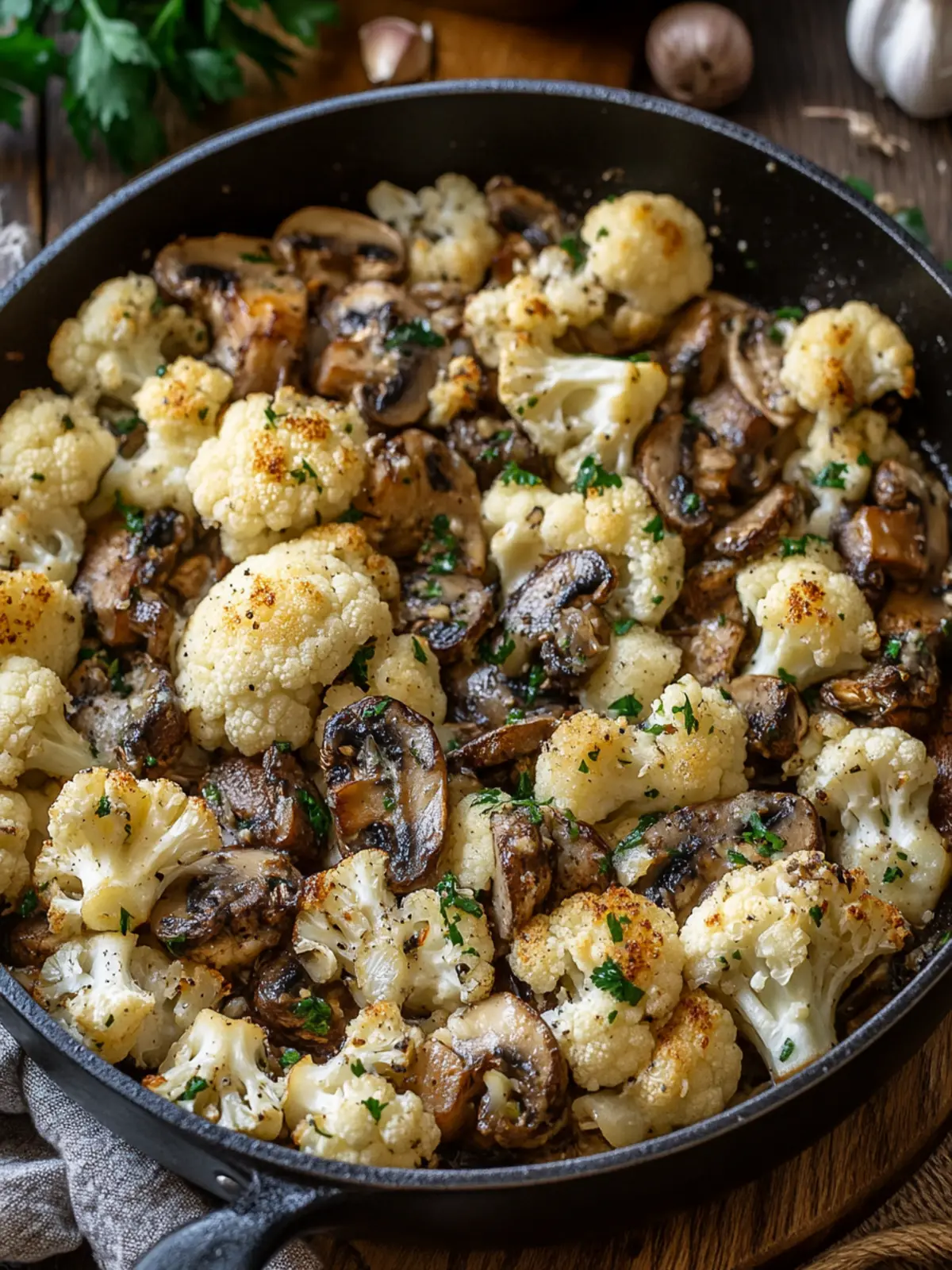 Garlic Cauliflower Mushroom Skillet: Super Easy Vegan Treat 4 Garlic Cauliflower Mushroom Skillet