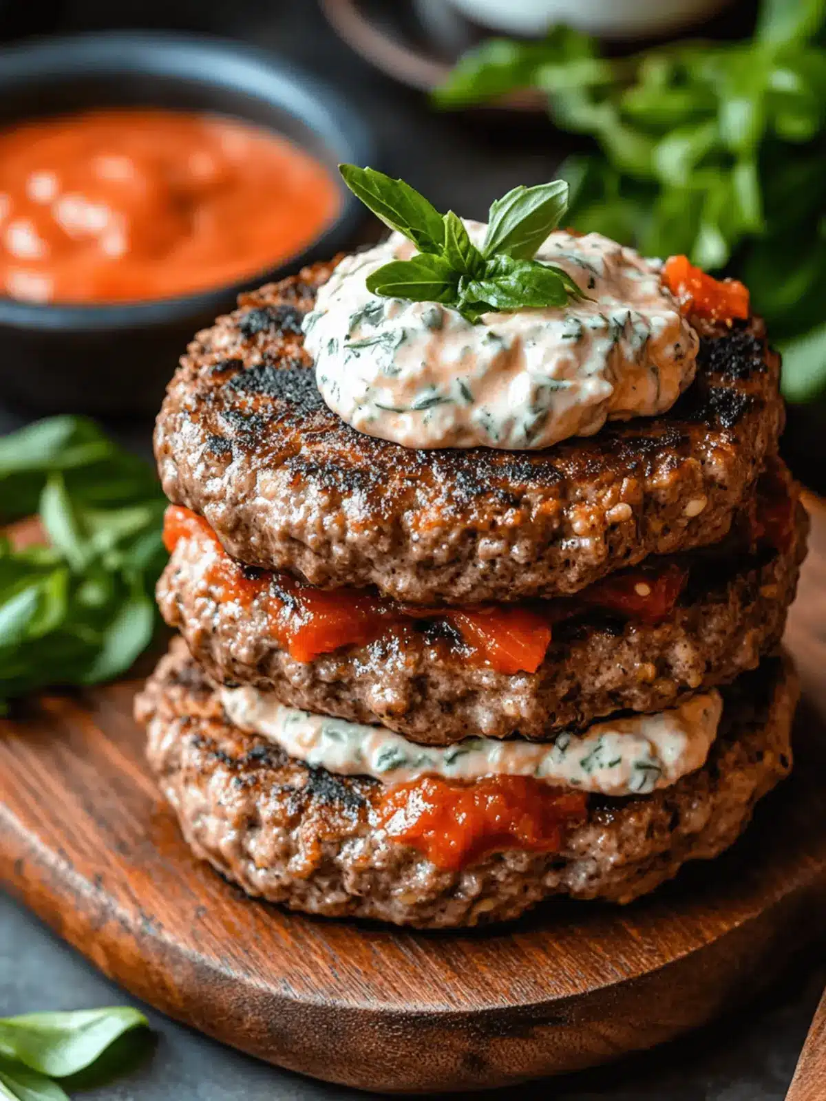 Savory Keto Feta Burgers with Tomato Cream Sauce Recipe 4 Keto Feta Burgers with Tomato Cream Sauce Recipe