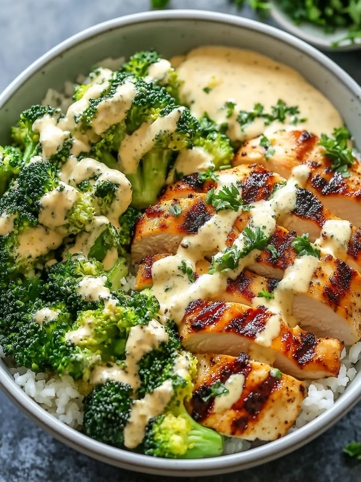Grilled Chicken & Broccoli Bowls with Creamy Garlic Goodness 3 Grilled Chicken & Broccoli Bowls with Creamy Garlic Sauce