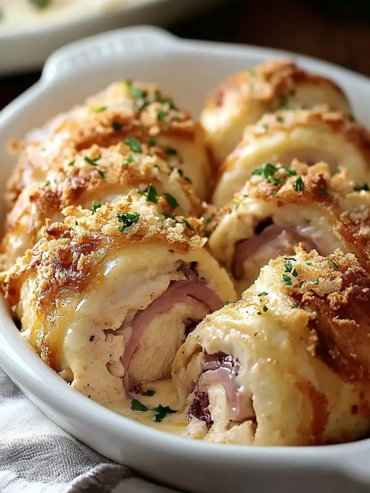 Baked Chicken Cordon Bleu Rolls: Quick, Cheesy Bliss at Home 2 Baked Chicken Cordon Bleu Rolls