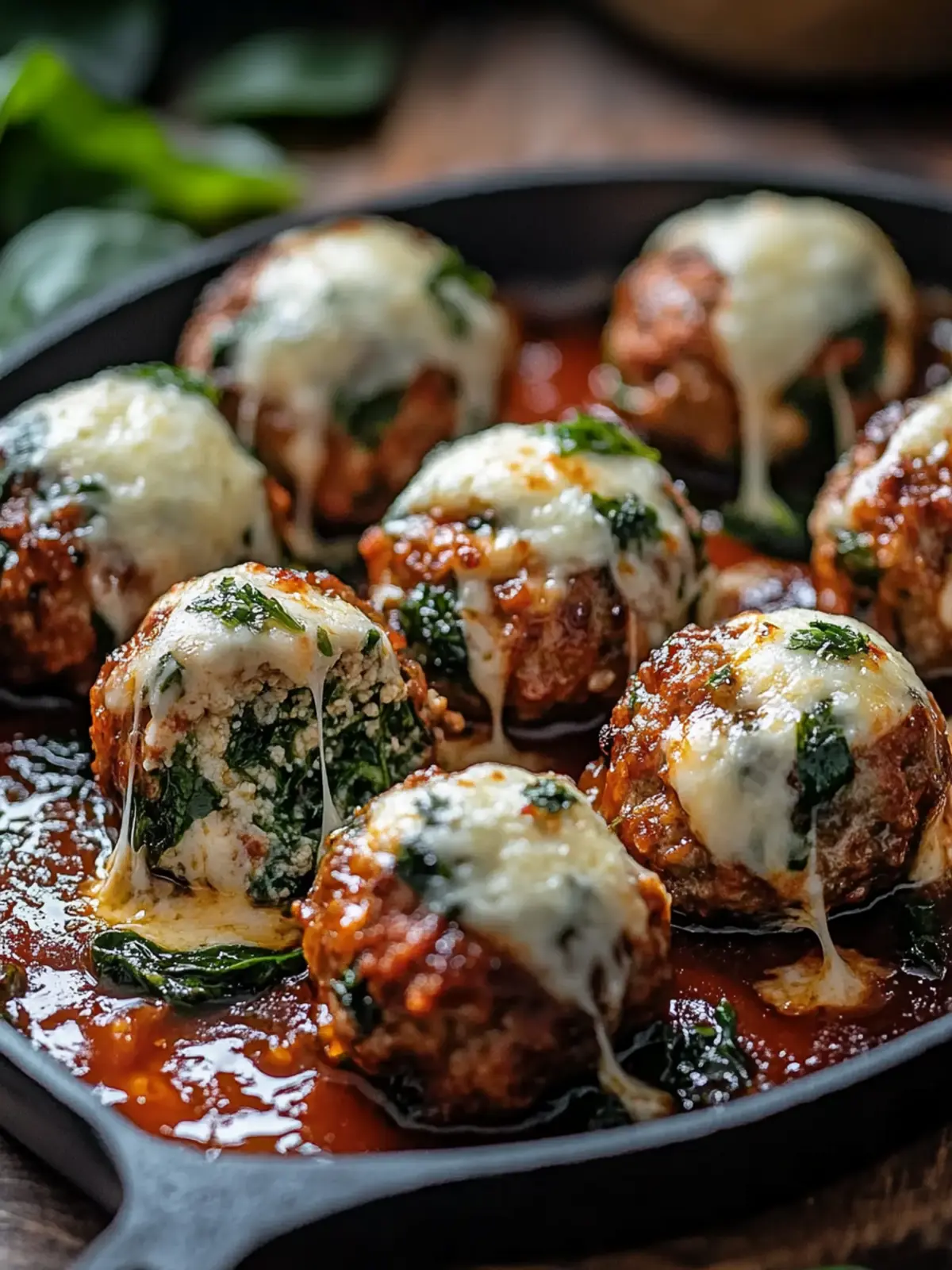 Spinach Garlic Meatballs Stuffed With Mozzarella Bliss 3 Spinach Garlic Meatballs Stuffed With Mozzarella