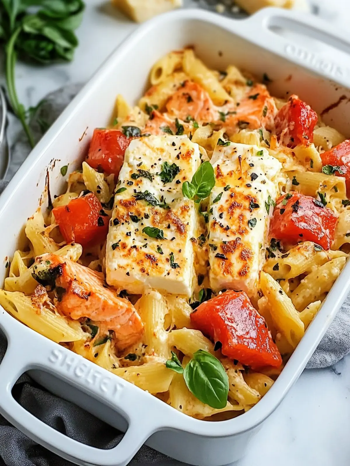 Baked Feta with Pasta and Salmon for a Quick Gourmet Treat 3 Baked Feta with Pasta and Salmon