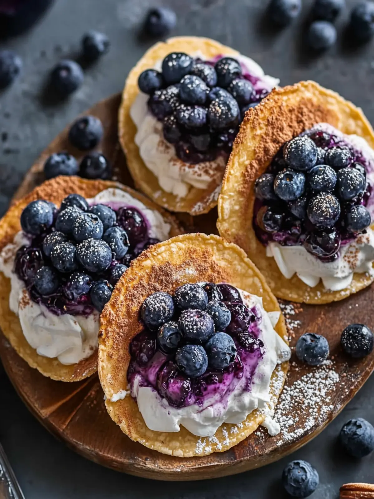 Delightful Blueberry Cheesecake Dessert Tacos with Cinnamon 3 Blueberry Cheesecake Dessert Tacos with Cinnamon