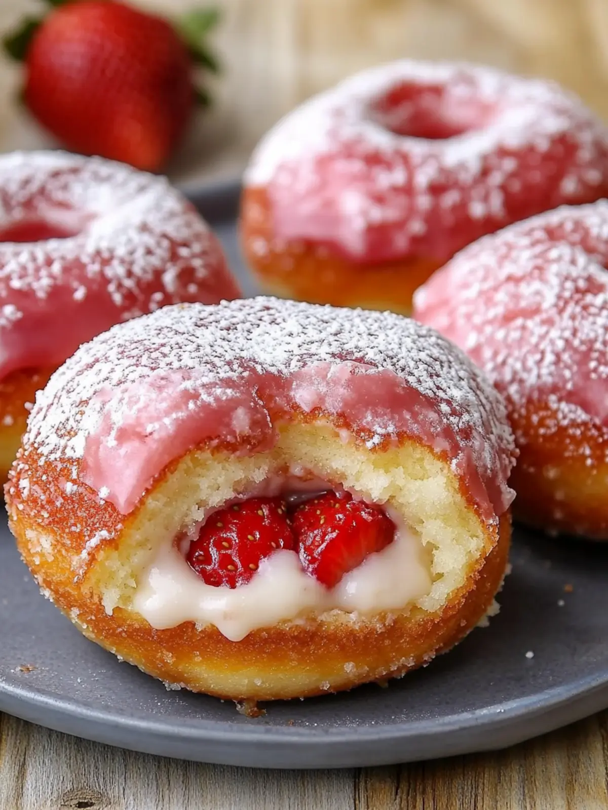 Mouthwatering Strawberry Cheesecake Stuffed Donuts You ll Love 2 Strawberry Cheesecake Stuffed Donuts