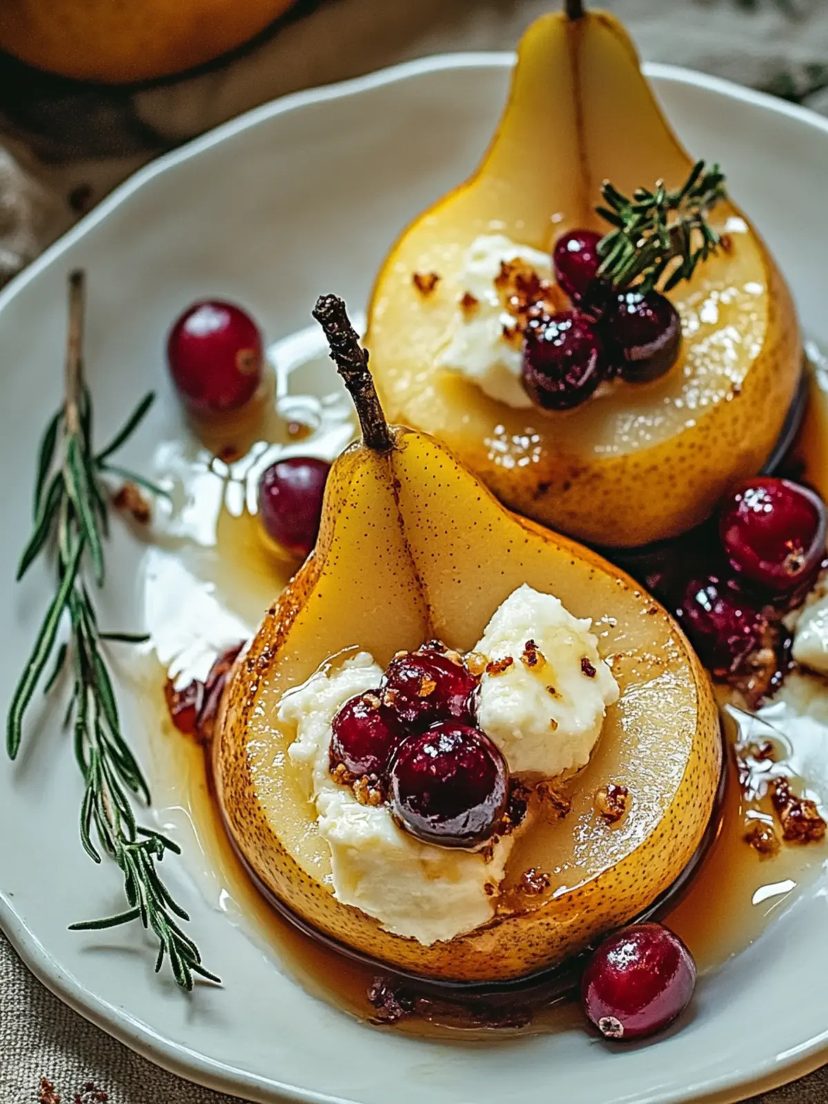 Gourmet Baked Pears with Goat Cheese, Honey, and Cranberries 4 Baked Pears with Goat Cheese, Honey, and Cranberries