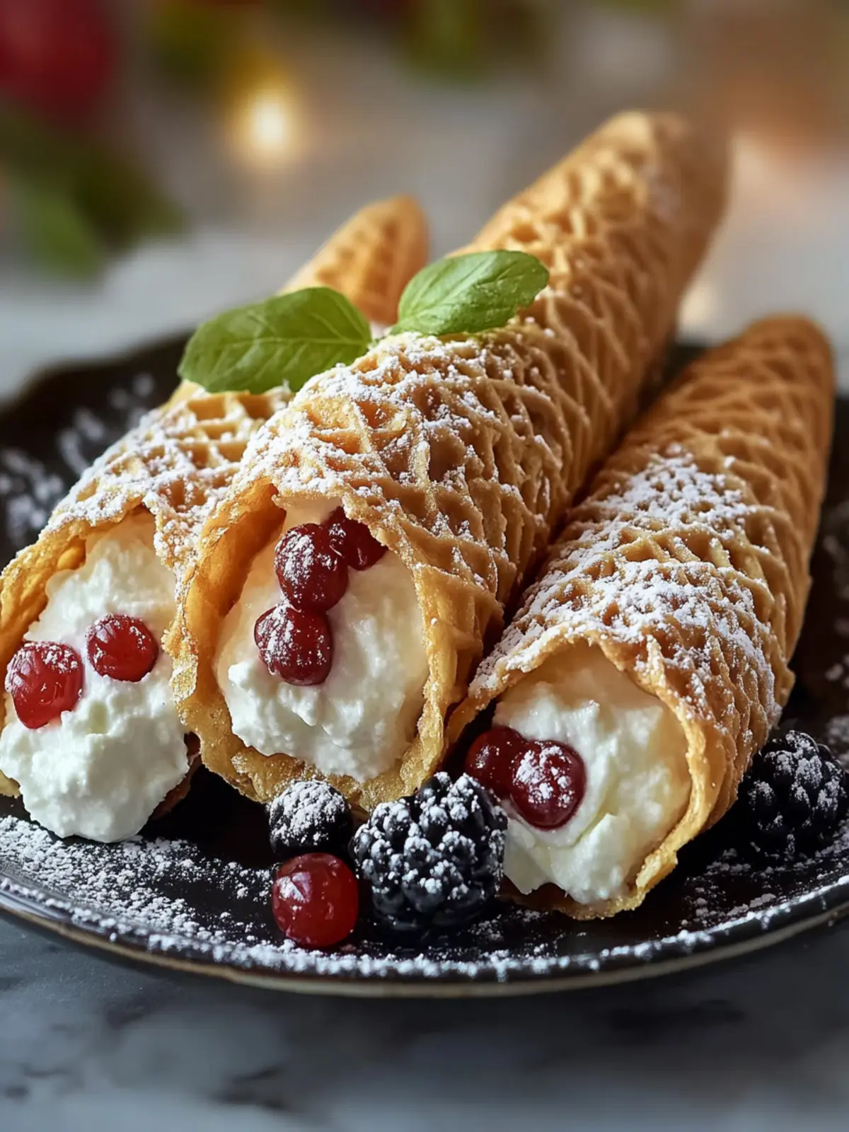Pizzelle Cannoli with Ricotta Filling for a Sweet Twist 3 Pizzelle Cannoli with Ricotta Filling