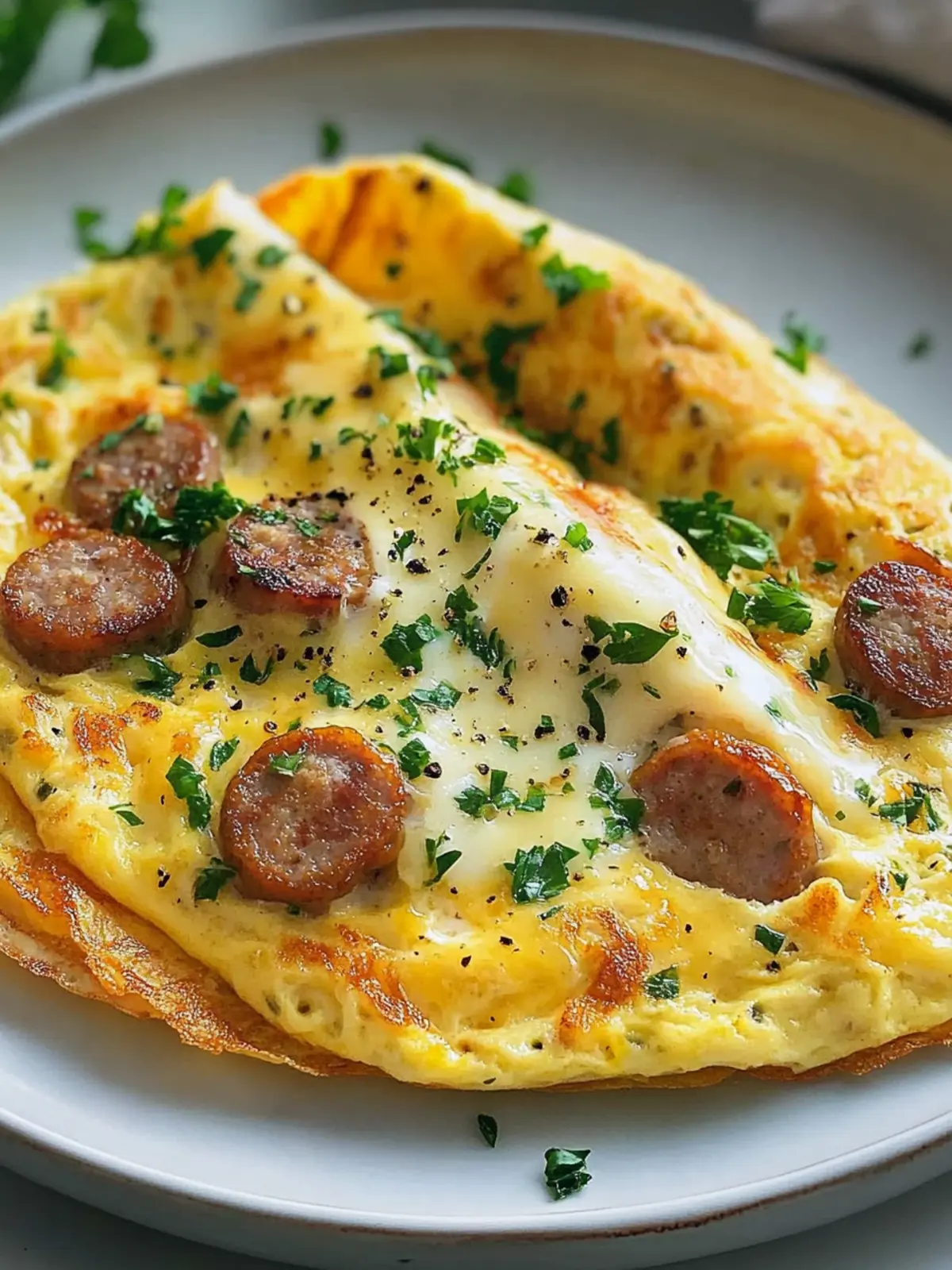 Satisfy Mornings with a Savory Sausage & Cheese Omelette 2 Sausage & Cheese Omelette