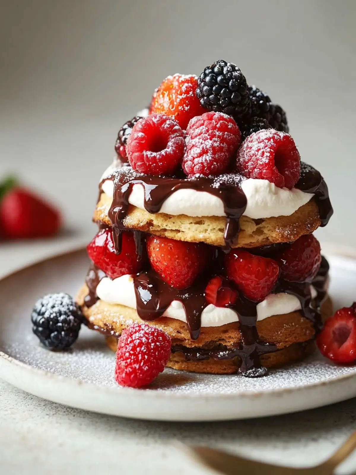 Chocolate Berry Biscuit Stack: No-Bake Delight Everyone Loves 4 Chocolate Berry Biscuit Stack