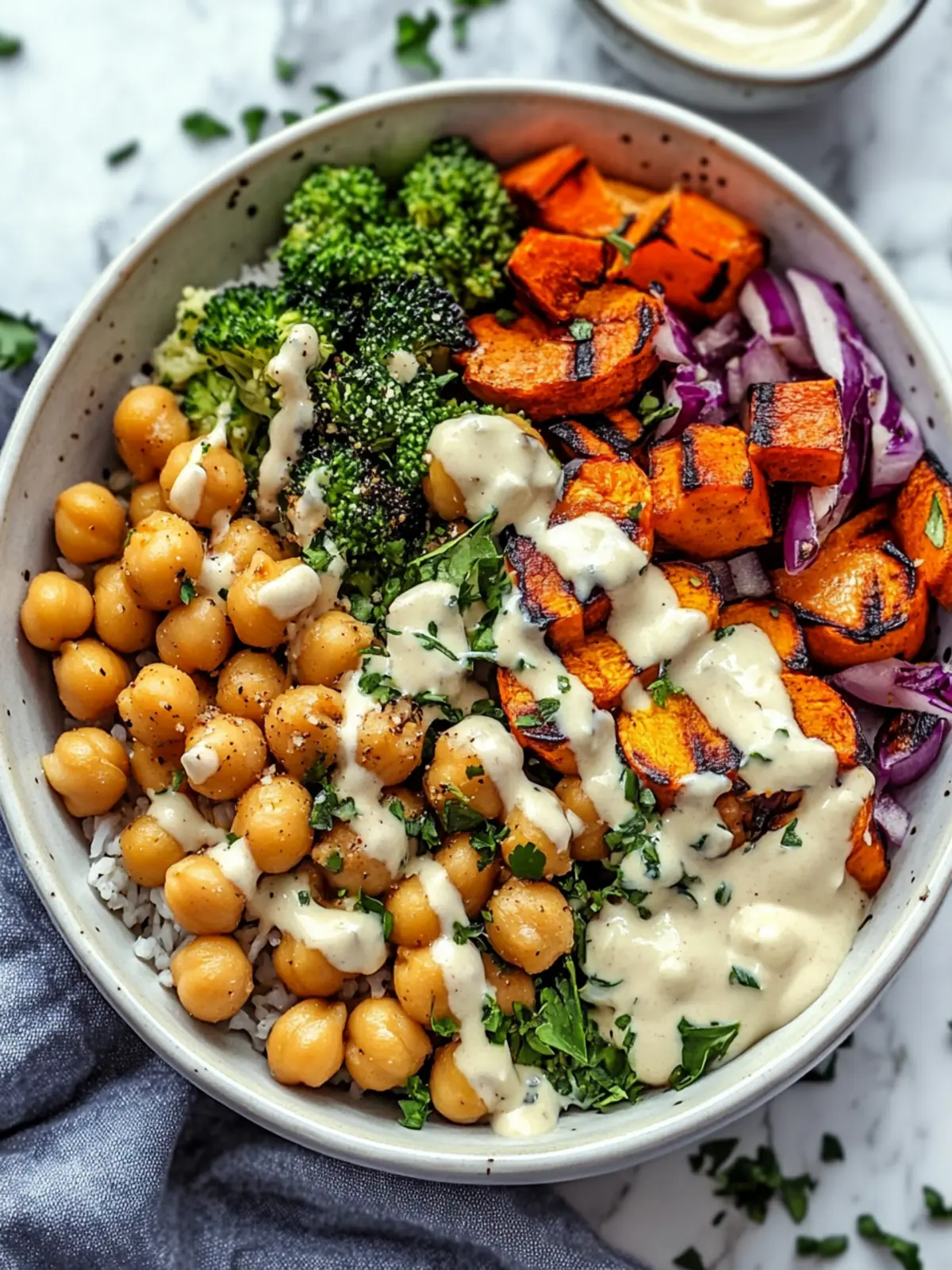 Roasted Veg Chickpea Bowl with Tahini Dressing Delight 3 Roasted Veg Chickpea Bowl with Tahini Dressing