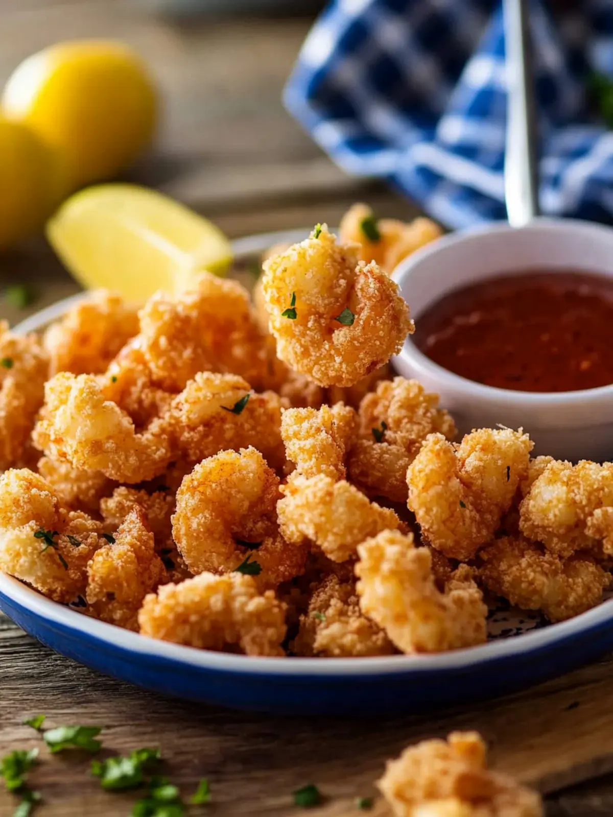 Crunchy Popcorn Shrimp with Zesty Cocktail Sauce at Home 3 Popcorn Shrimp