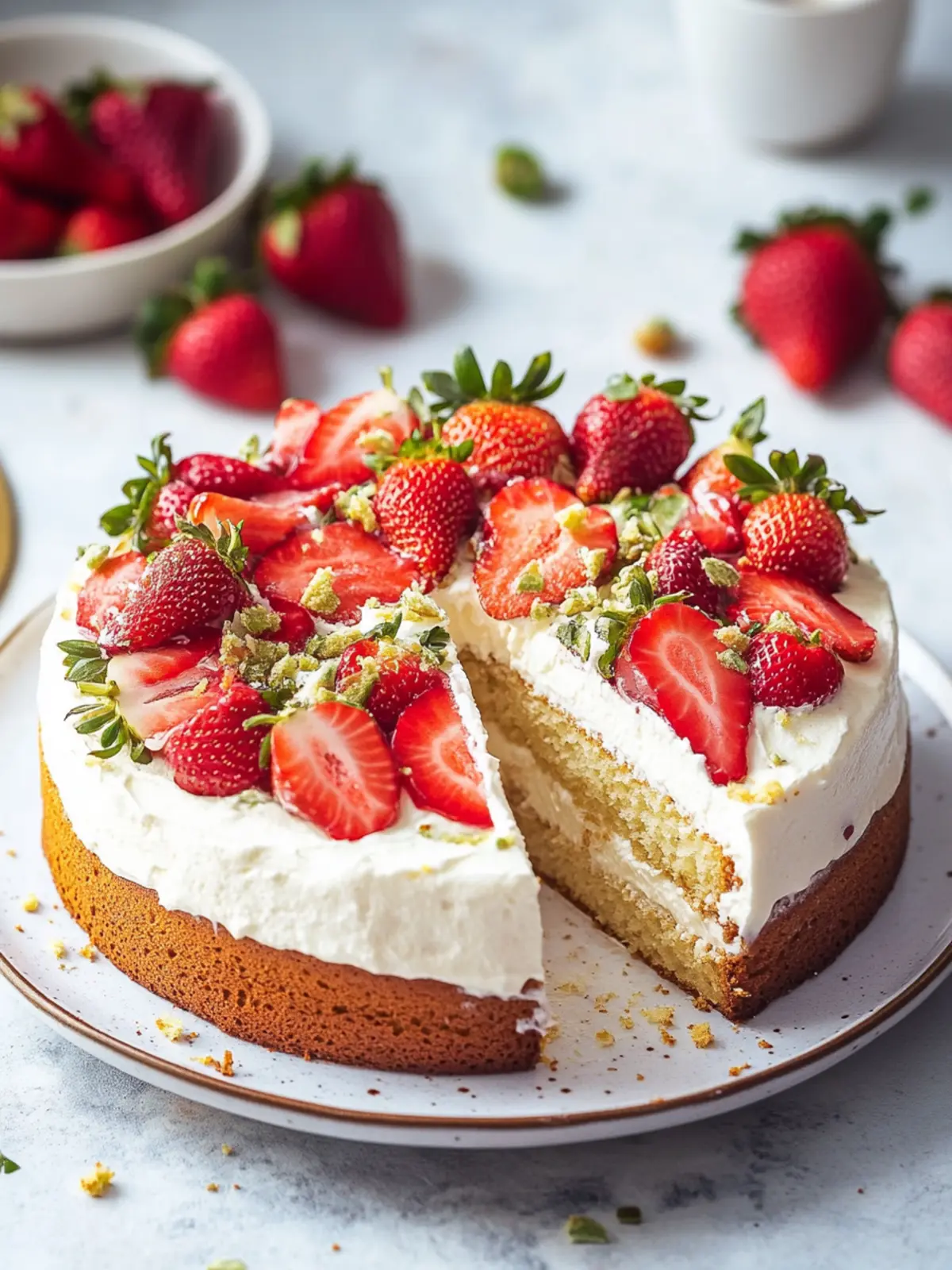 Delicious White Chocolate Vegan Sponge with Strawberries 2 White chocolate vegan sponge with strawberries