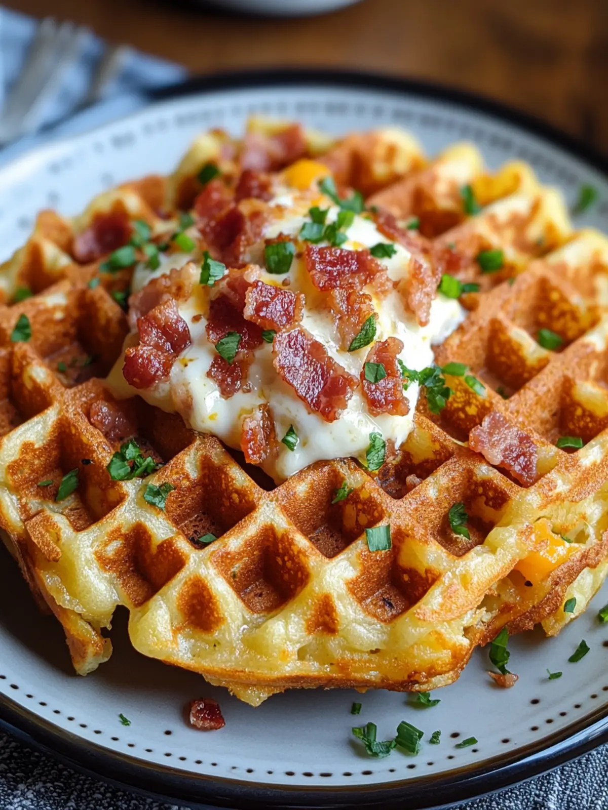 Bacon and Cheese Loaded Hashbrown Waffles for Lazy Mornings 2 Bacon and Cheese Loaded Hashbrown Waffles
