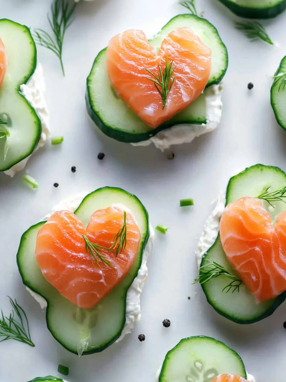 Cucumber Slices with Smoked Salmon Hearts: Easy Elegant Bites 4 Cucumber Slices with Smoked Salmon Hearts