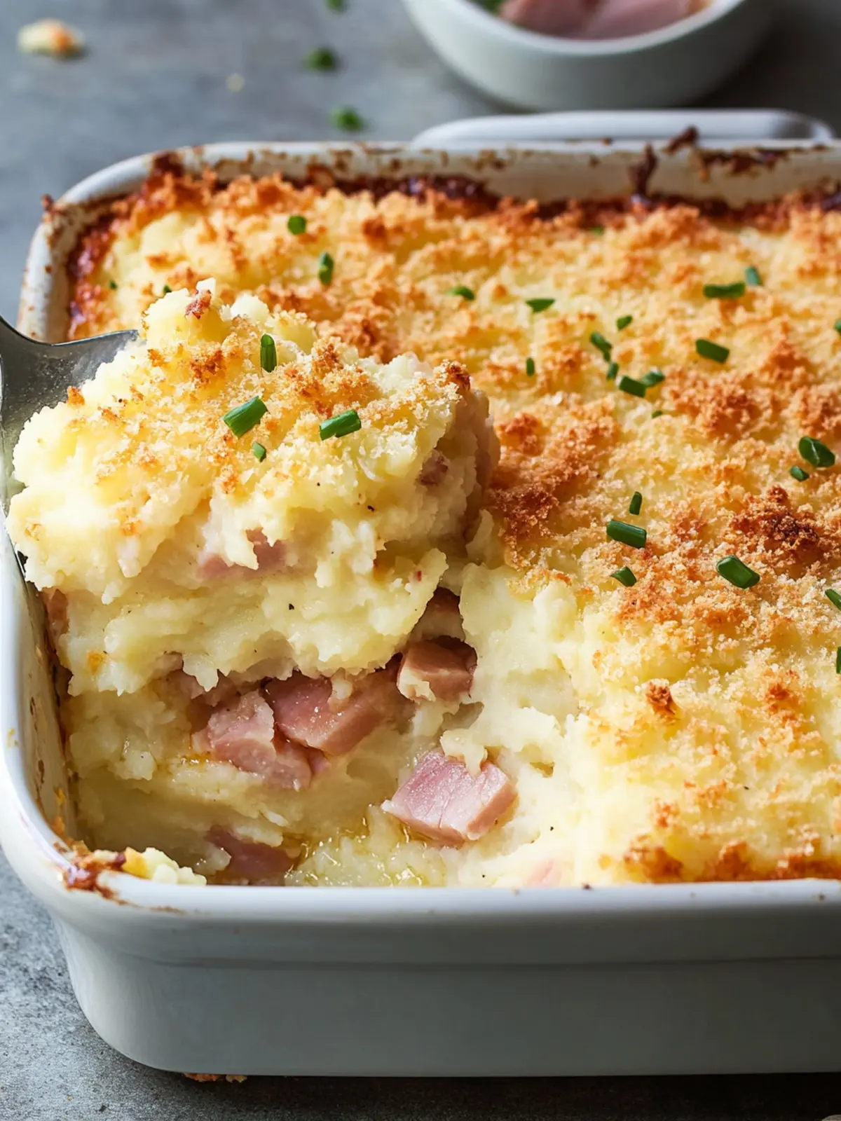 Cheesy Mashed Potato & Ham Bake: Comfort Food Bliss 4 Cheesy Mashed Potato & Ham Bake