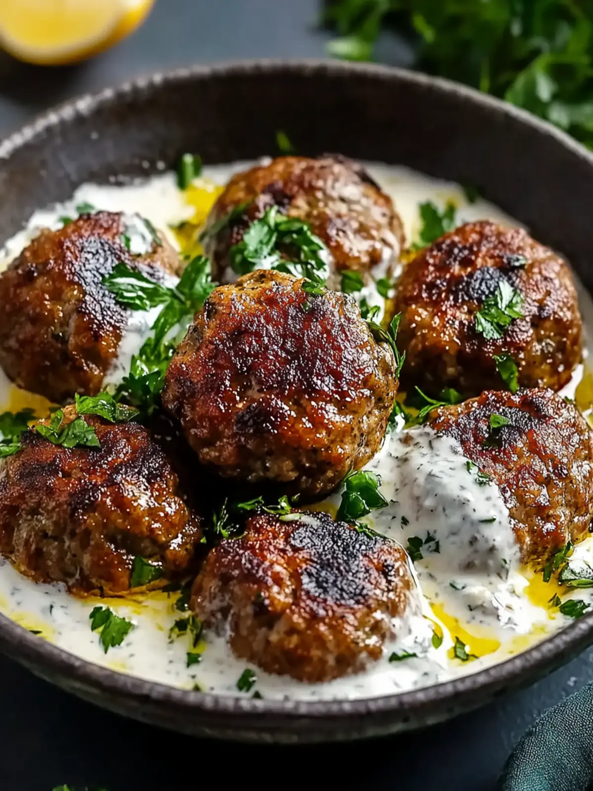 Savory Chicken Kofta with Creamy Garlic Yogurt Sauce Bliss 4 Chicken Kofta with Creamy Garlic Yogurt Sauce