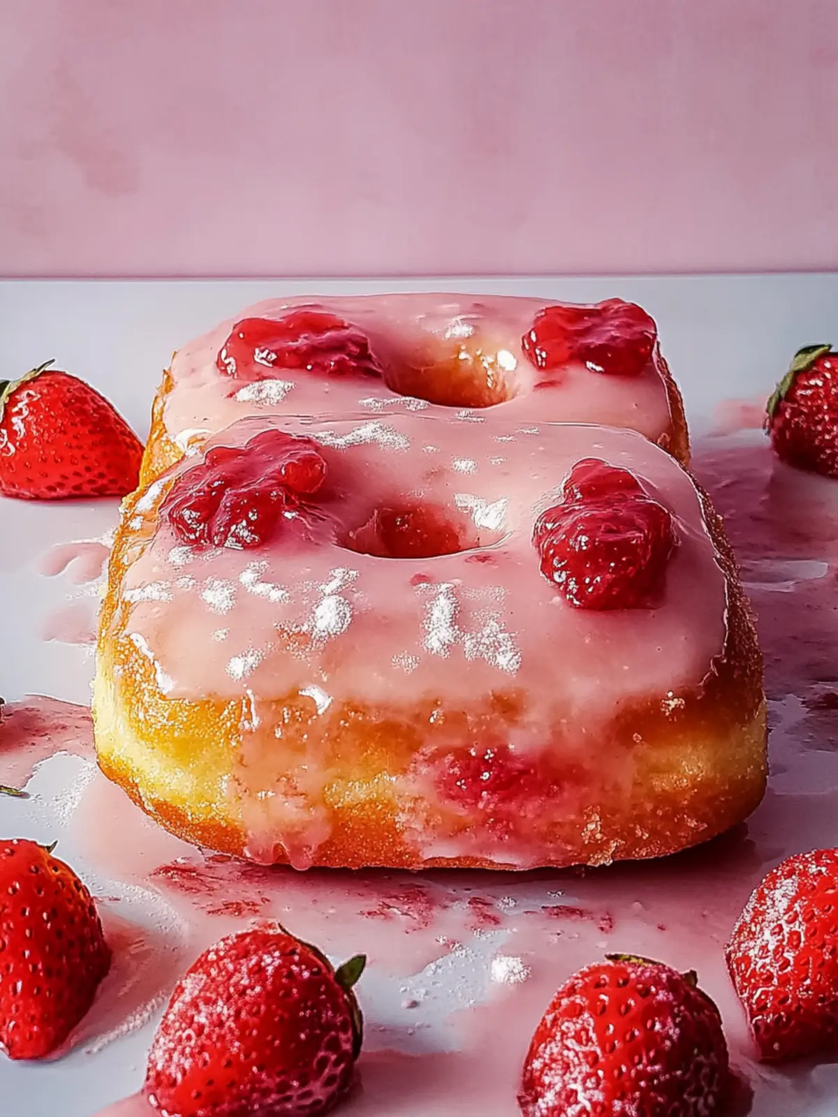 Glazed Strawberry Jam Donut Focaccia: Sweet Comfort Awaits 4 Glazed Strawberry Jam Donut
