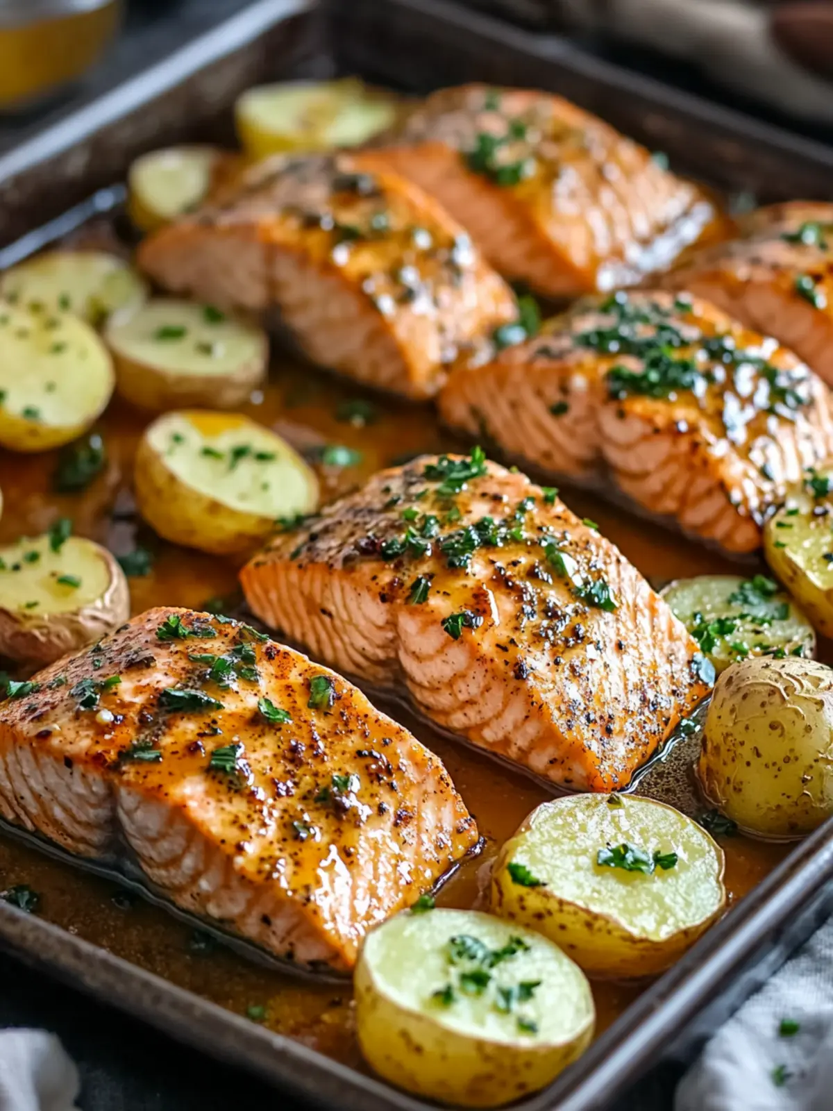 Sheet Pan Honey Mustard Salmon with Potatoes in 30 Minutes 3 Sheet Pan Honey Mustard Salmon with Potatoes