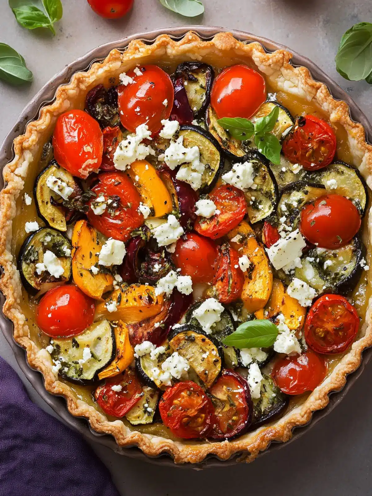 Delicious Roasted Veggie & Feta Tart You'll Love to Share 3 Roasted Veggie & Feta Tart