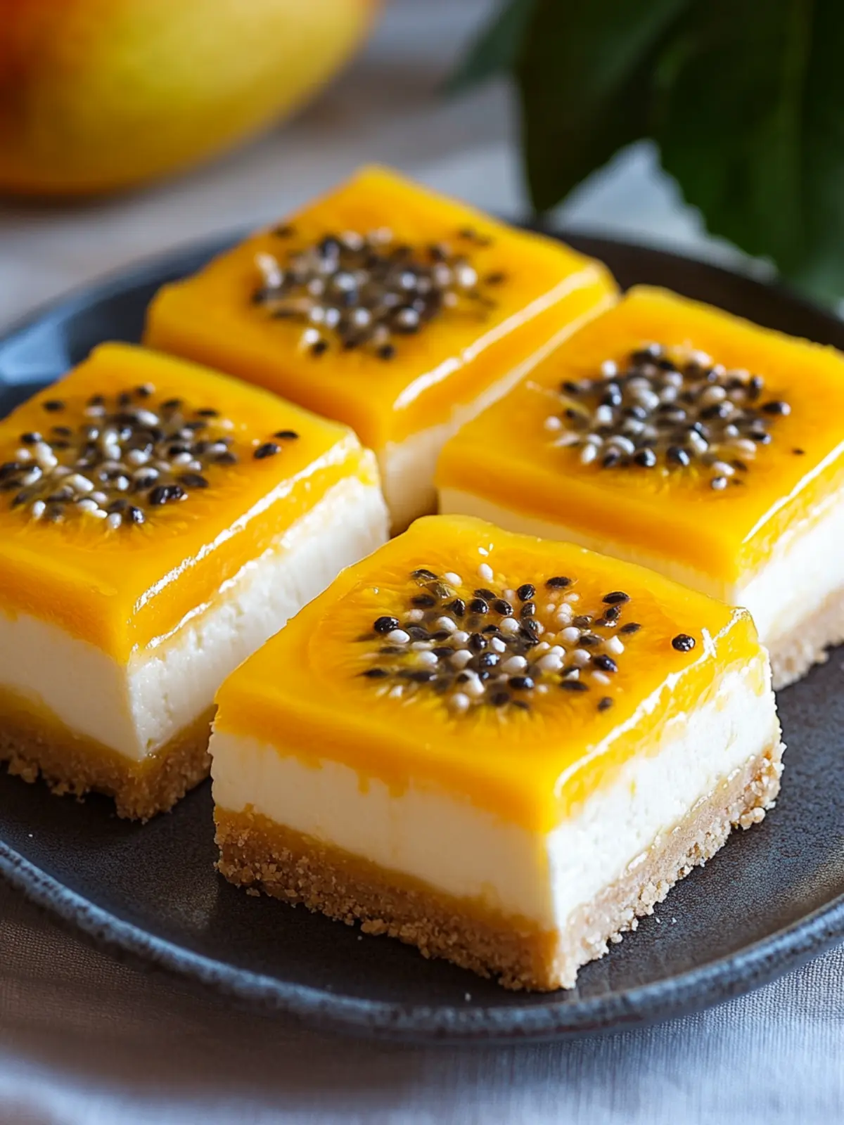 Mango Passionfruit Cheesecake Bars: A Tropical Freeze Delight 4 Mango Passionfruit Cheesecake Bars