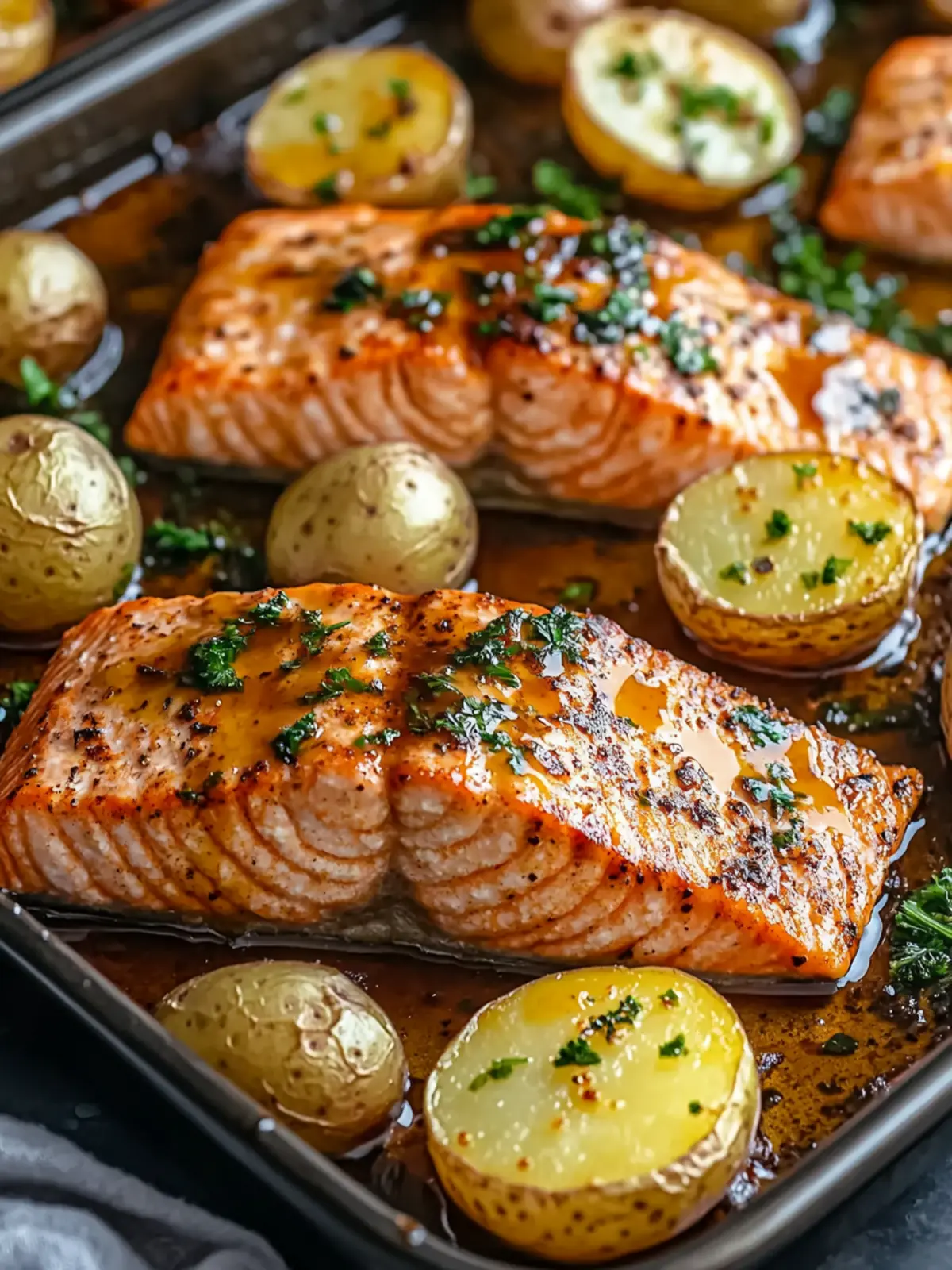 Sheet Pan Honey Mustard Salmon with Potatoes in 30 Minutes 2 Sheet Pan Honey Mustard Salmon with Potatoes