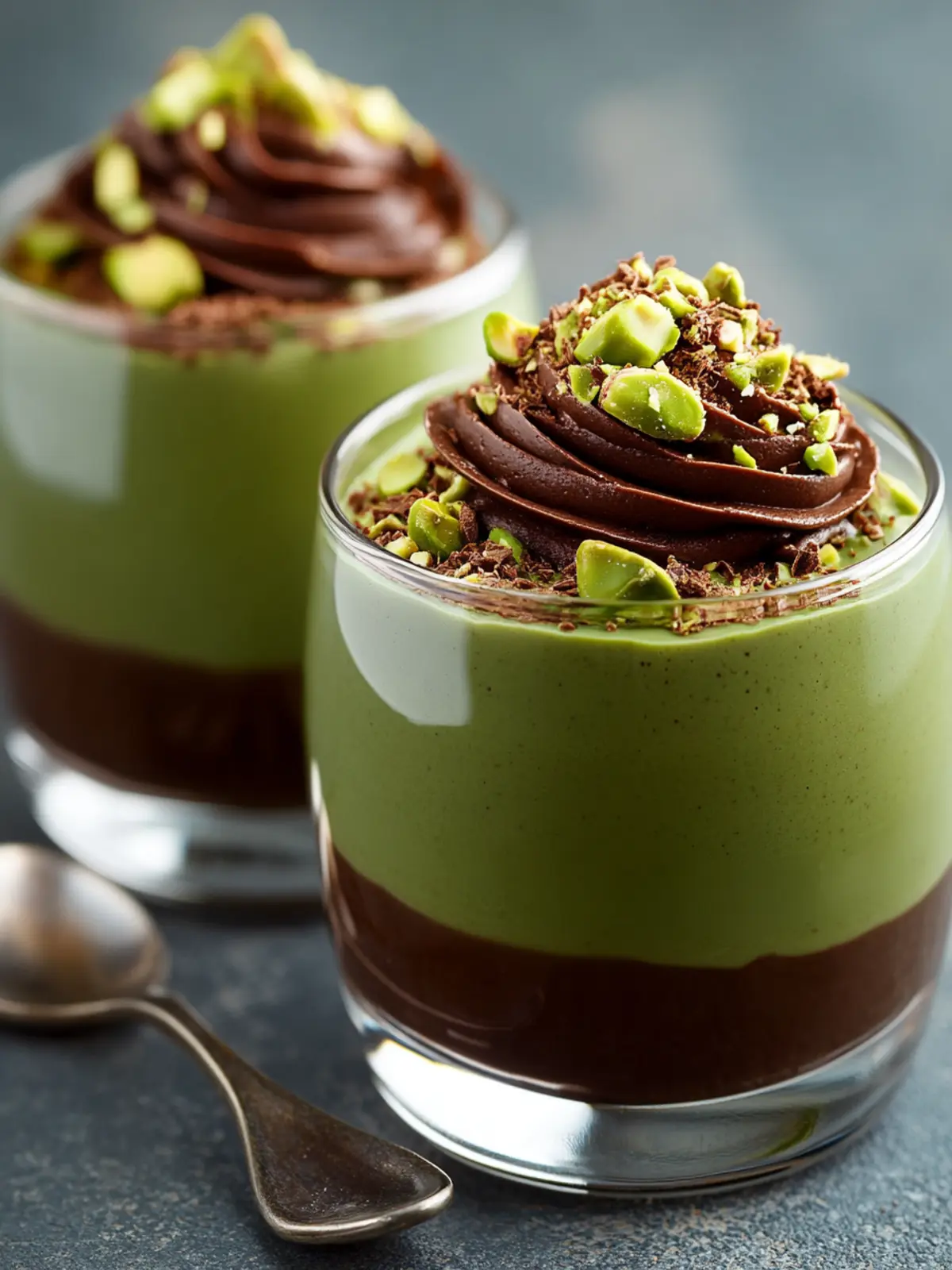 Decadent Pistachio Mousse with Irresistible Chocolate Ganache 2 Pistachio Mousse with Chocolate Ganache