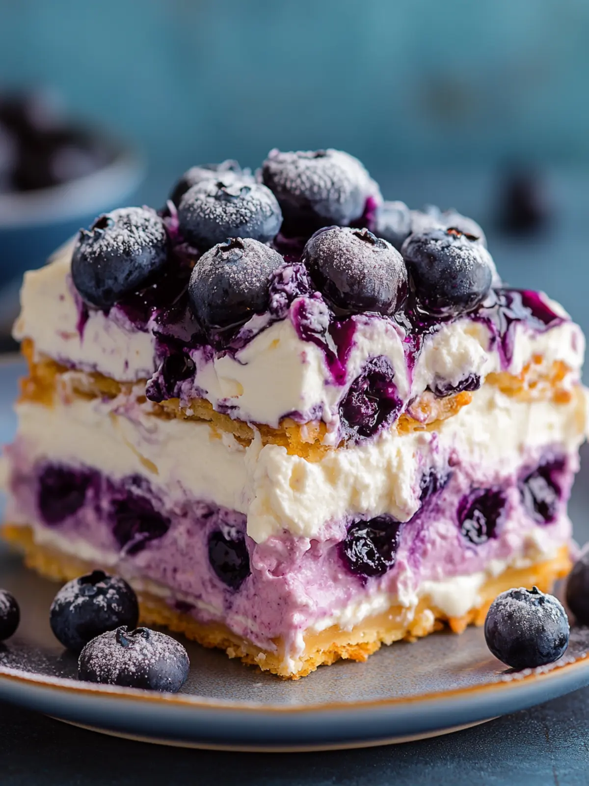 No-Bake Blueberry Cream Cheesecake Lasagna You'll Love 3 Blueberry Cream Cheesecake Lasagna