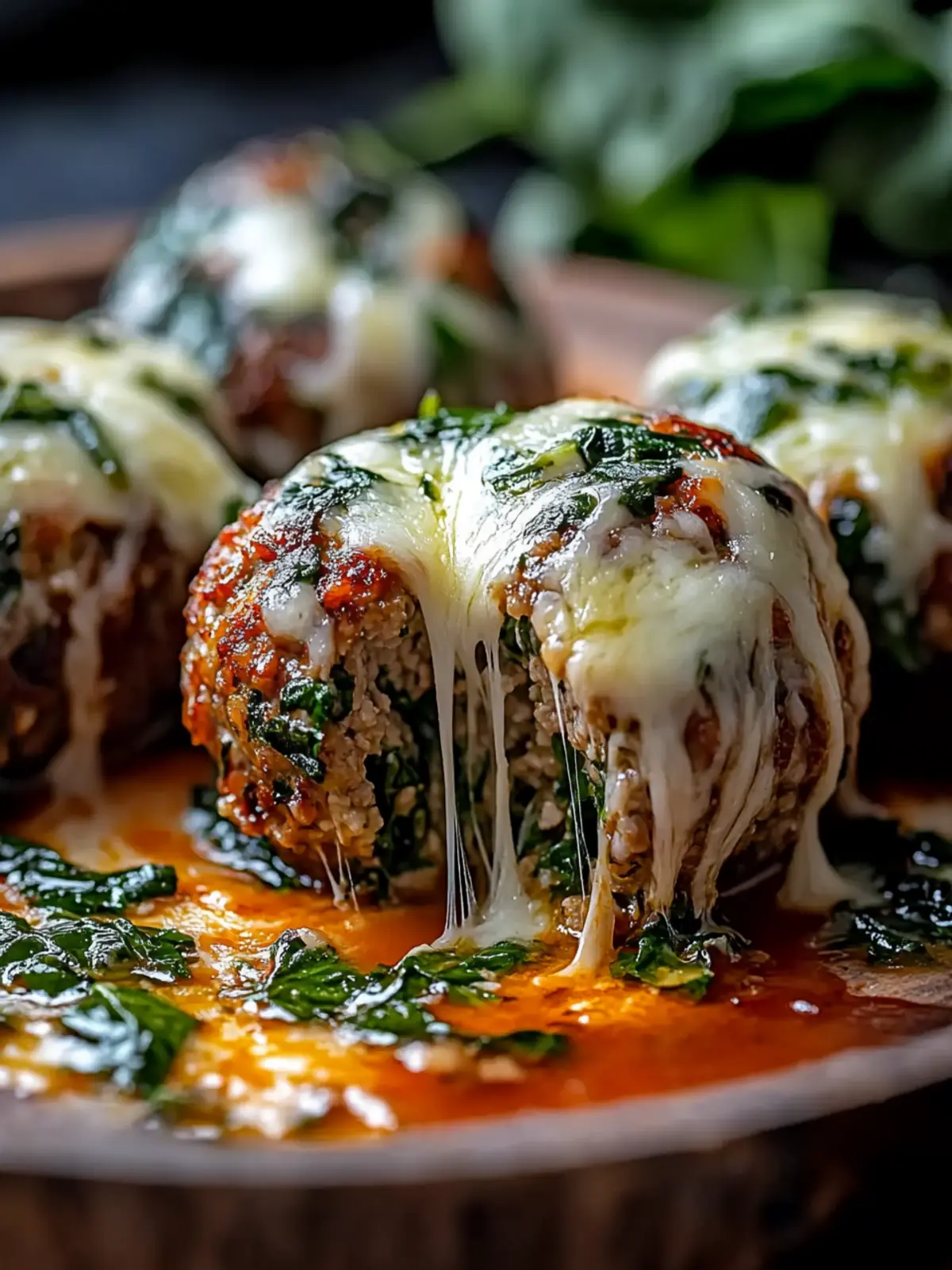 Spinach Garlic Meatballs Stuffed With Mozzarella Bliss 4 Spinach Garlic Meatballs Stuffed With Mozzarella
