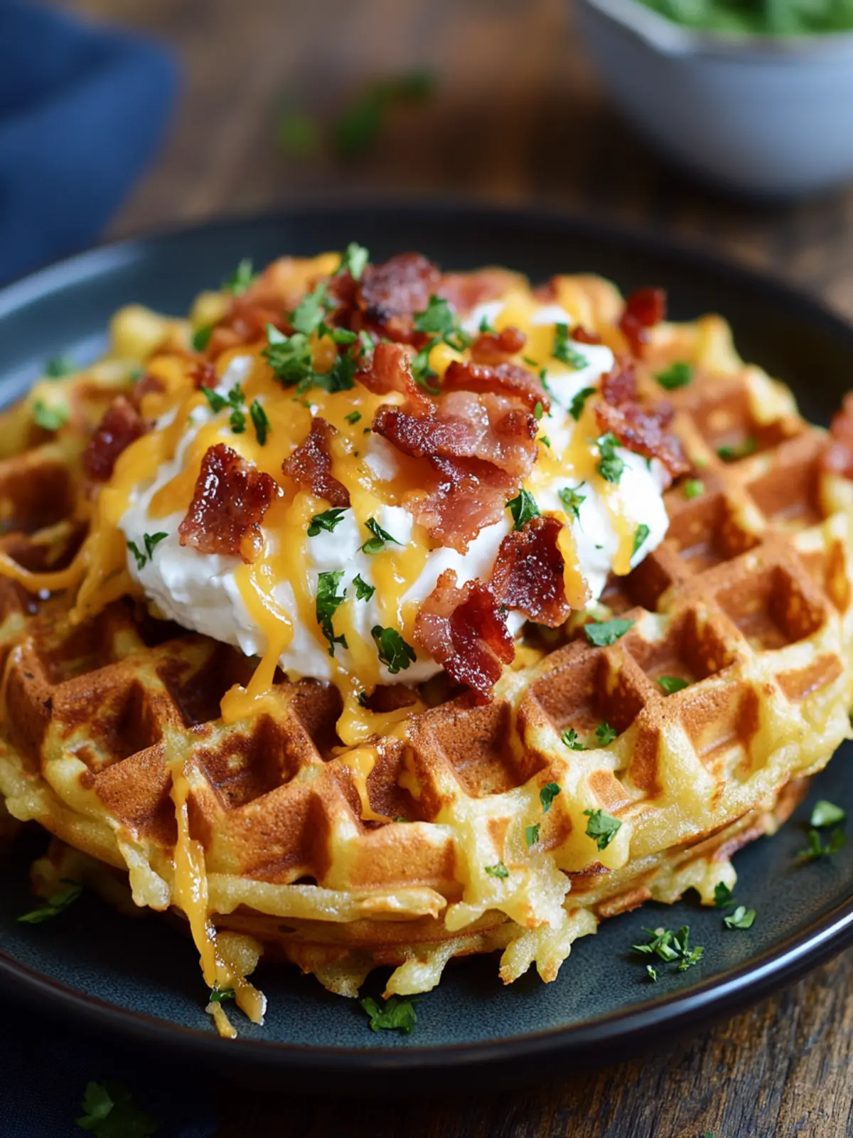 Bacon and Cheese Loaded Hashbrown Waffles for Lazy Mornings 4 Bacon and Cheese Loaded Hashbrown Waffles