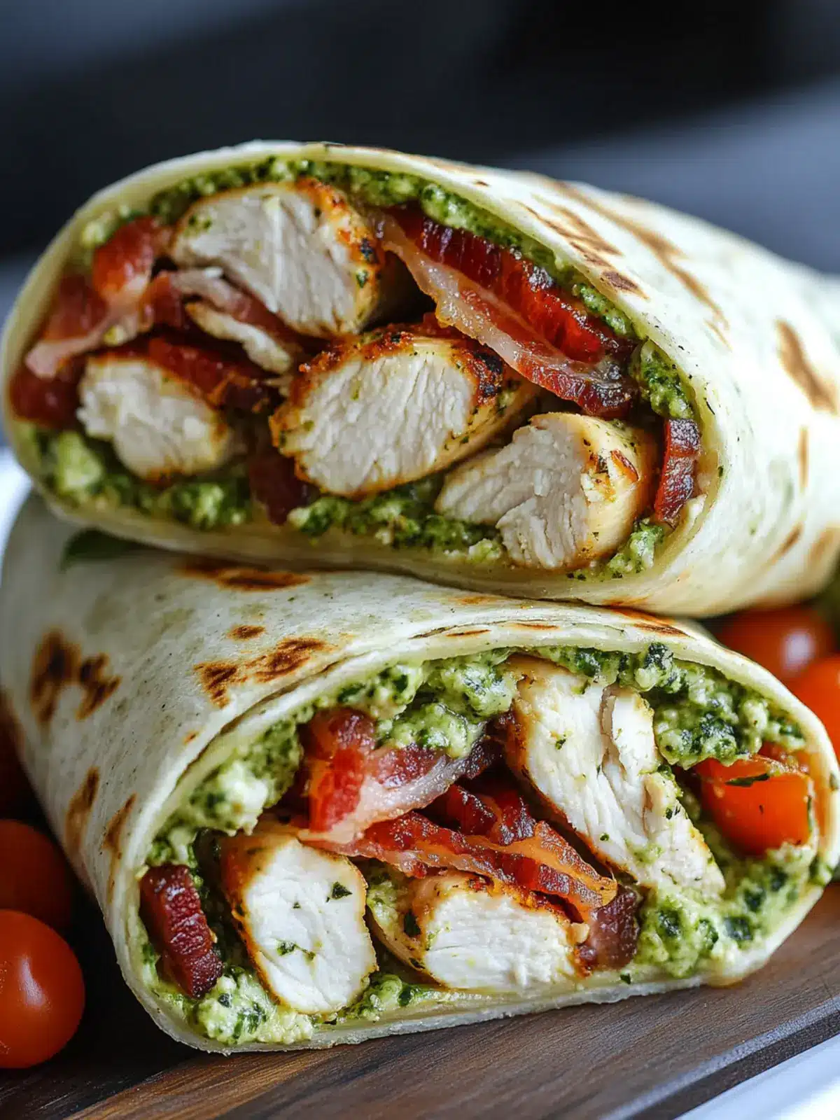 Pesto Chicken Wraps with Bacon for a Quick Flavor Boost 3 Pesto Chicken Wraps with Bacon
