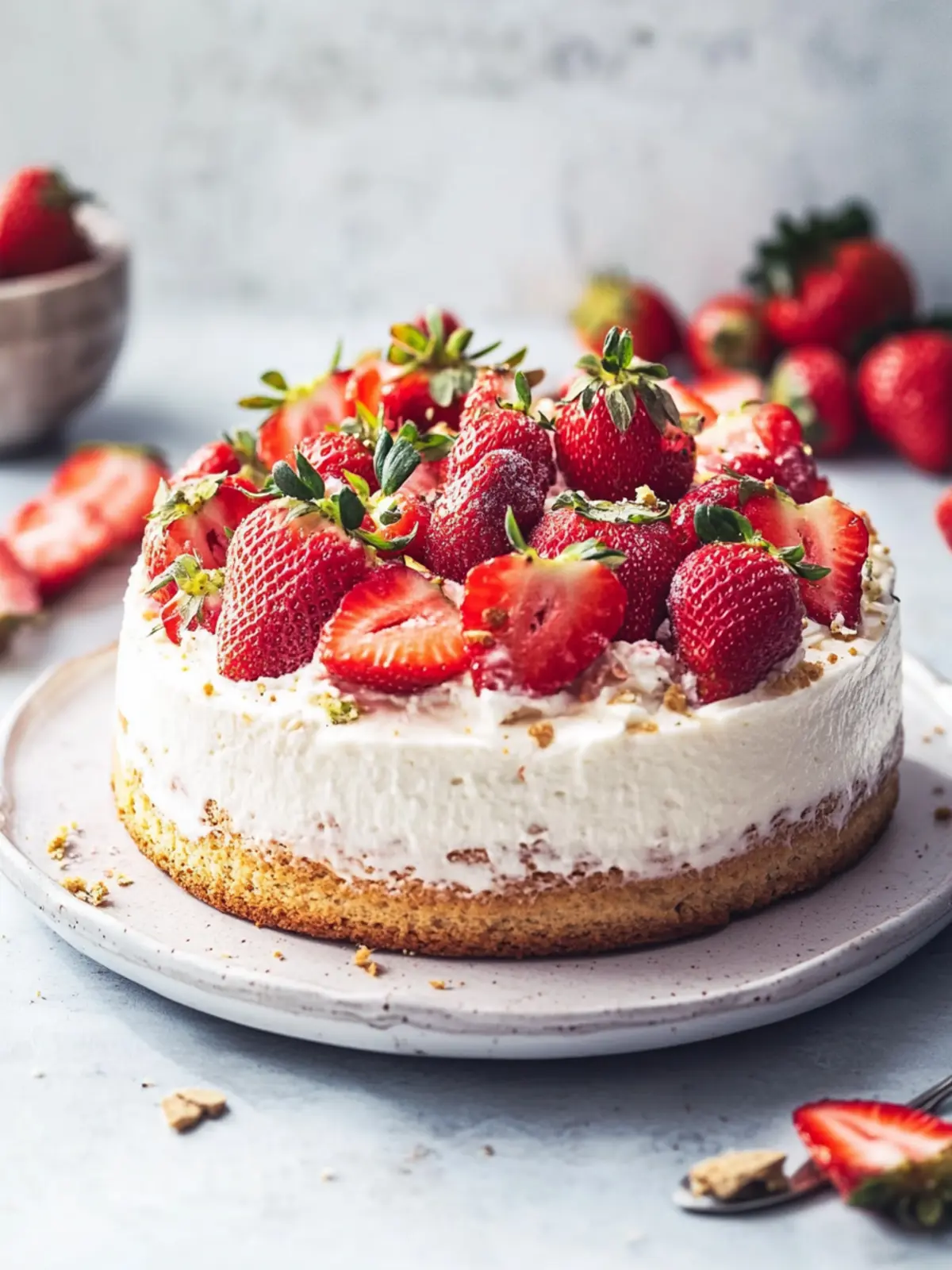 Delicious White Chocolate Vegan Sponge with Strawberries 4 White chocolate vegan sponge with strawberries