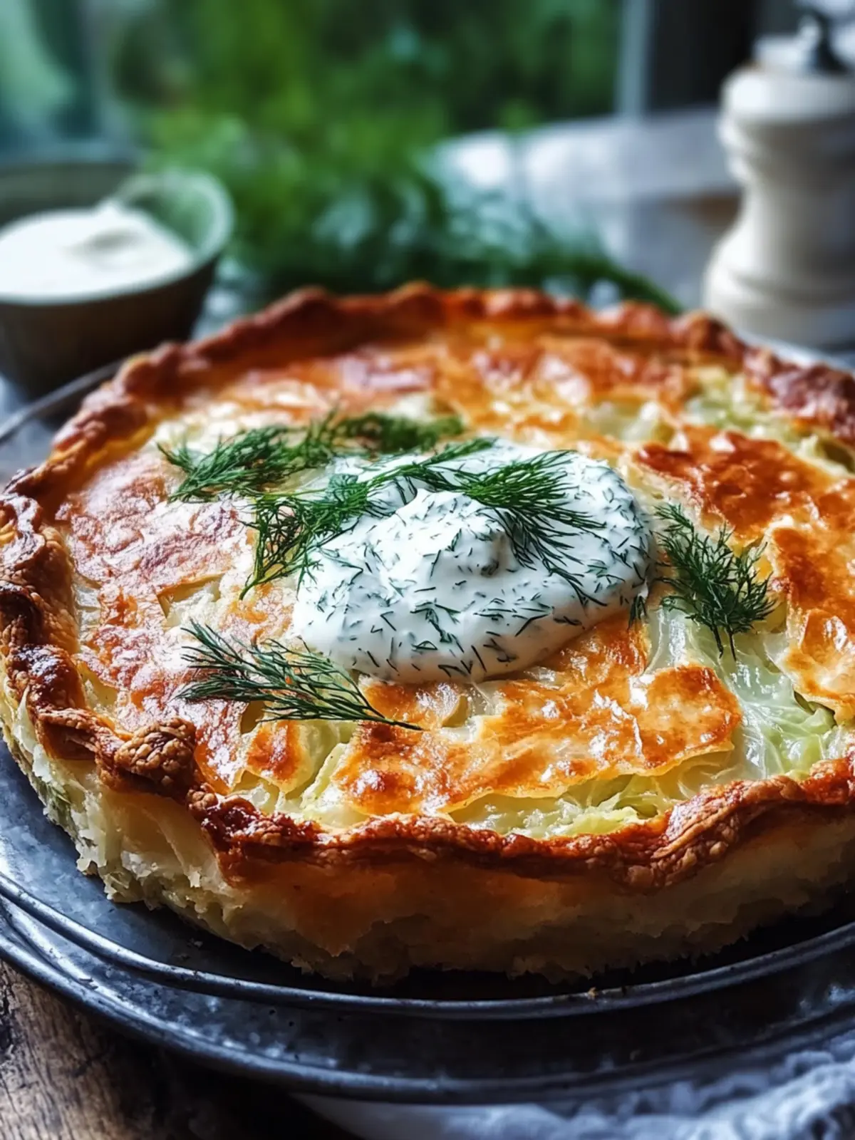 Crispy Cabbage Pie with Dill Cream Sauce: A Veggie Delight 3 Crispy Cabbage Pie with Dill Cream Sauce