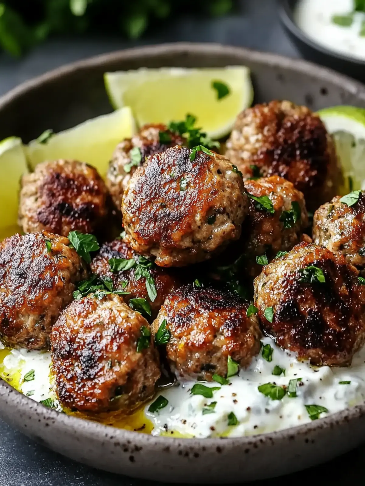 Savory Chicken Kofta with Creamy Garlic Yogurt Sauce Bliss 2 Chicken Kofta with Creamy Garlic Yogurt Sauce