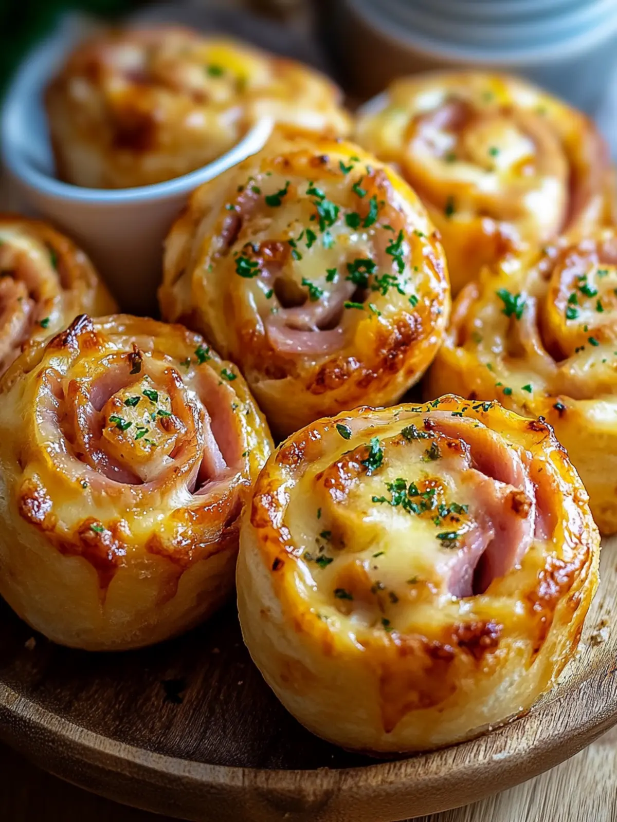 Baked Ham and Cheese Rolls with Sweet Honey Mustard Dip 2 Baked Ham and Cheese Rolls