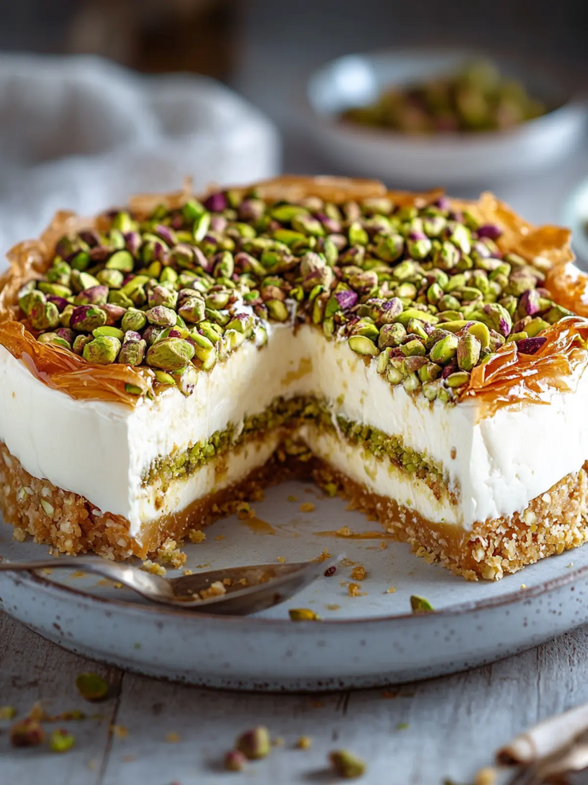 Honey Pistachio Baklava Cheesecake: Indulge in Rich Flavor 3 Honey Pistachio Baklava Cheesecake