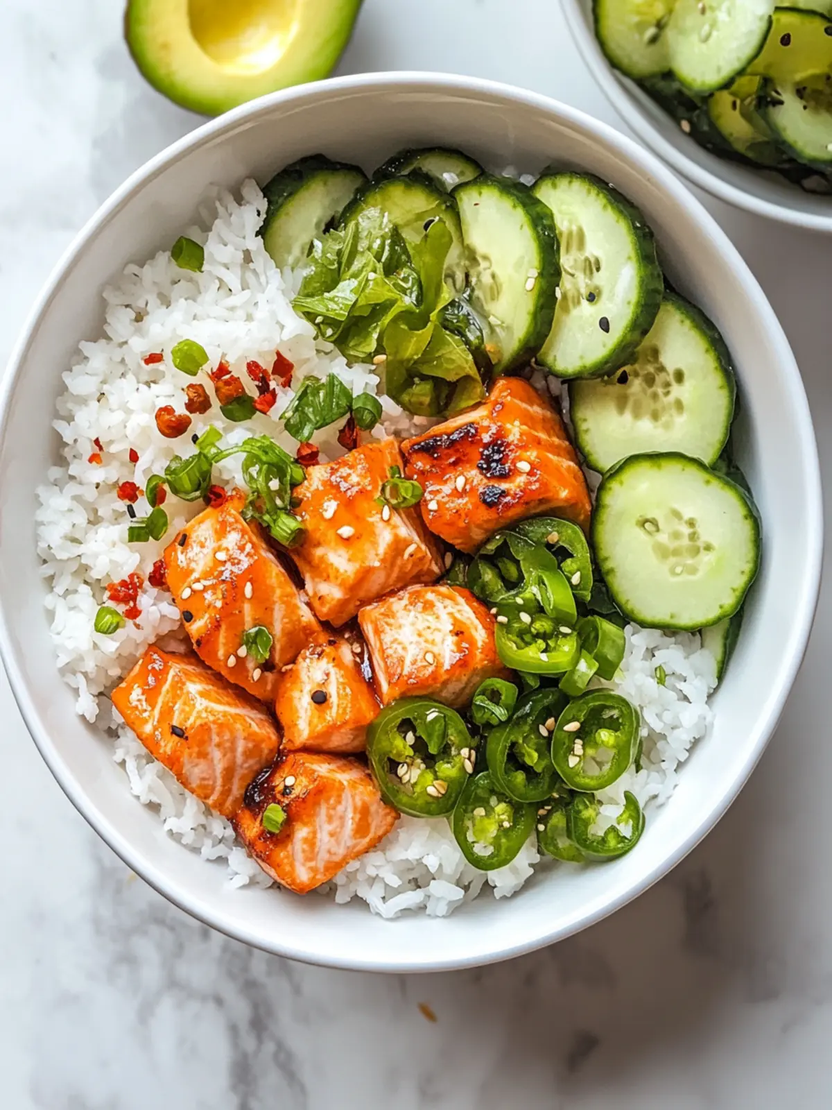 Spicy Salmon Bowls with Coconut Rice: A Tasty Health Boost 3 Spicy Salmon Bowls with Coconut Rice