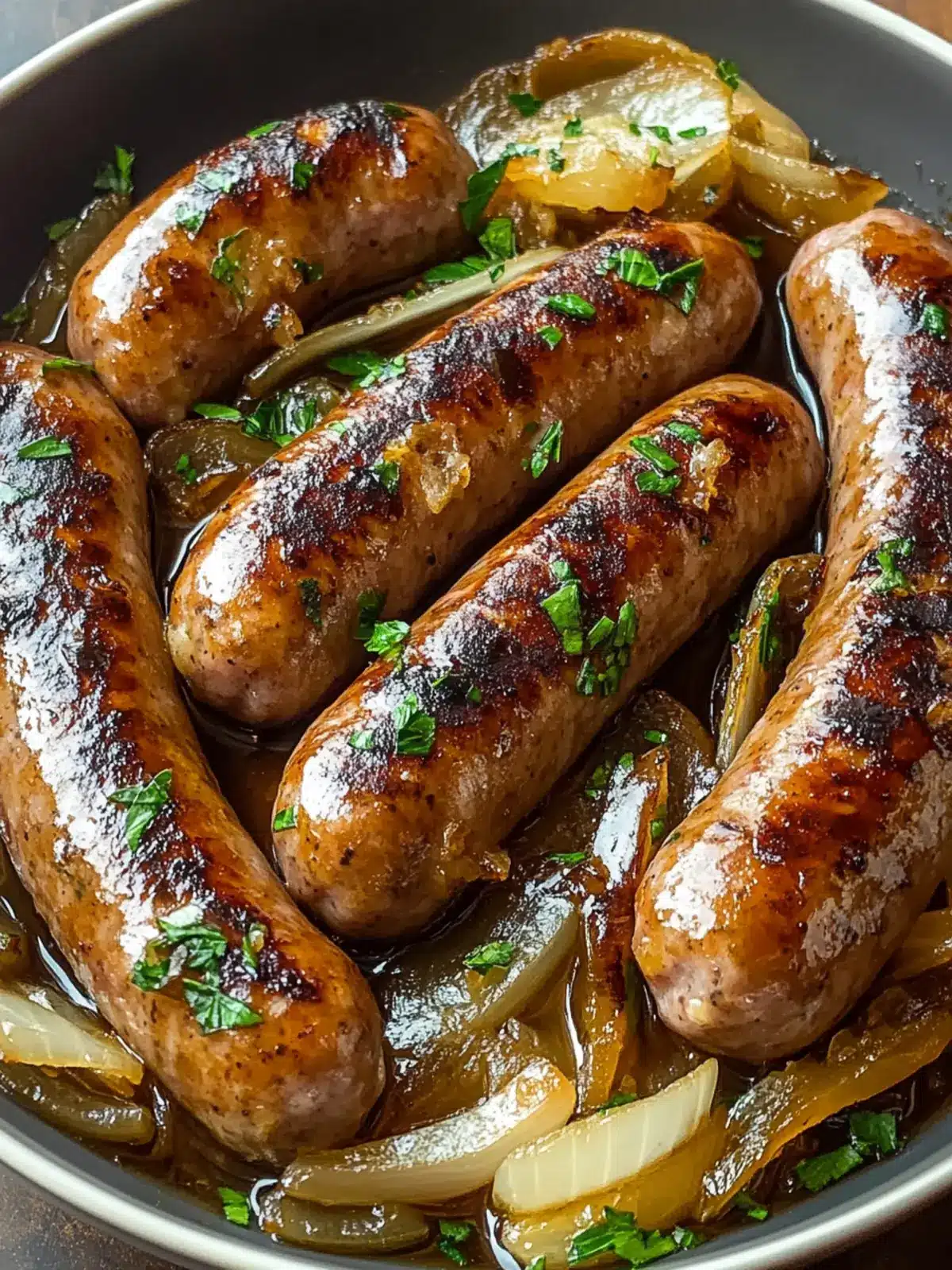 Savor Oven Braised Beer Brats with Caramelized Onions Delight 3 Oven Braised Beer Brats with Caramelized Onions
