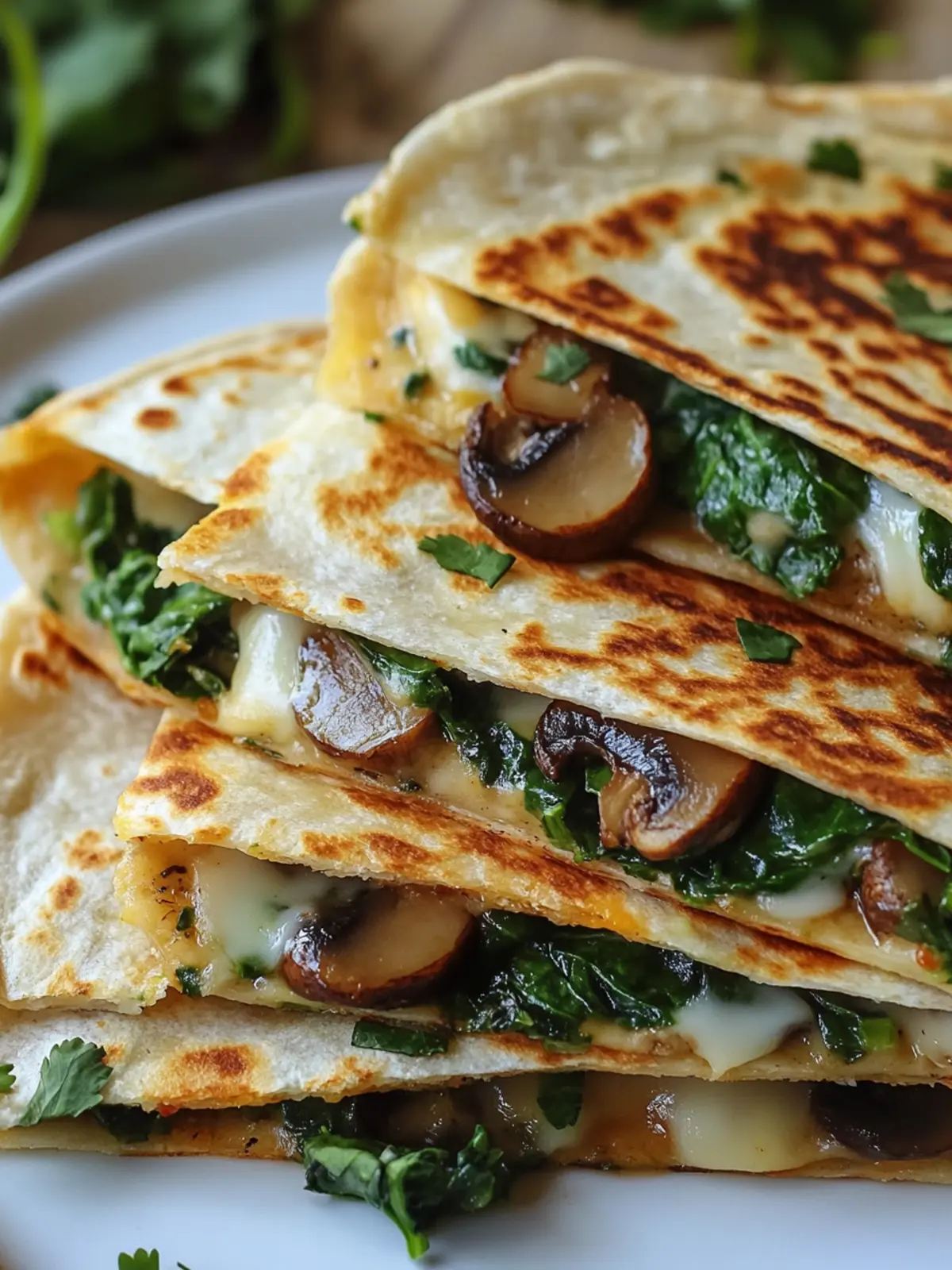 Cheesy Spinach and Mushroom Quesadillas in 20 Minutes! 3 Cheesy Spinach and Mushroom Quesadillas