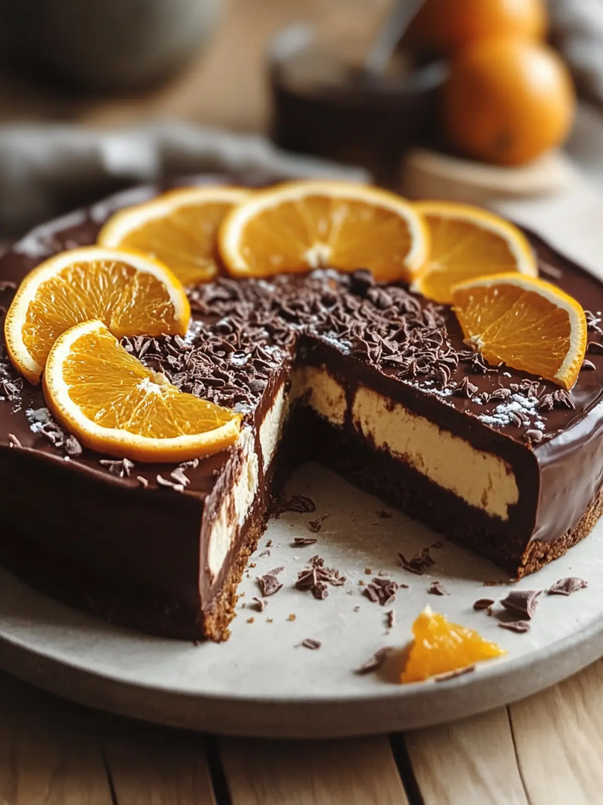 Decadent Chocolate-Orange Torte: No-Bake, Vegan Delight 3 Chocolate-Orange Torte