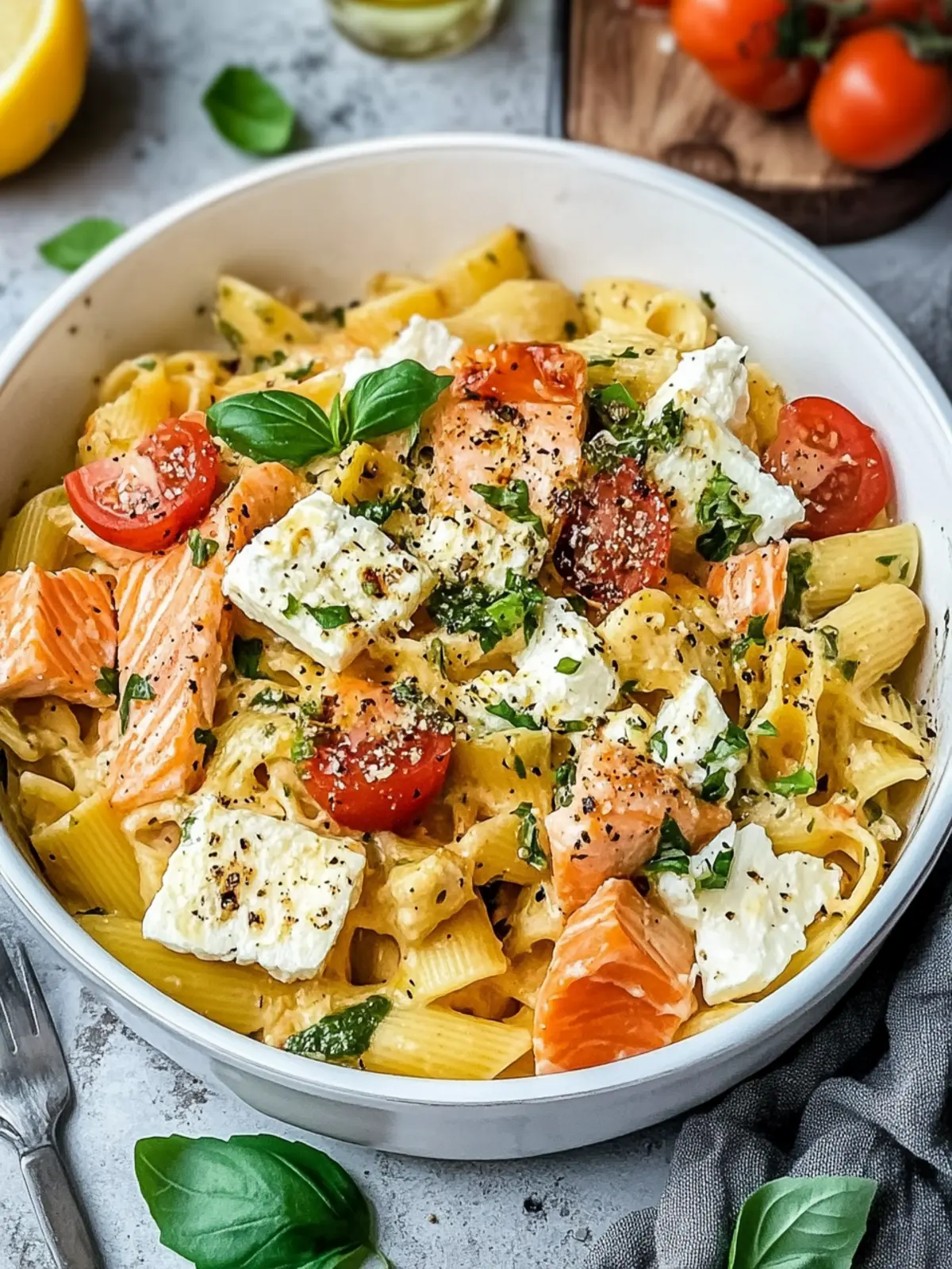 Baked Feta with Pasta and Salmon for a Quick Gourmet Treat 2 Baked Feta with Pasta and Salmon