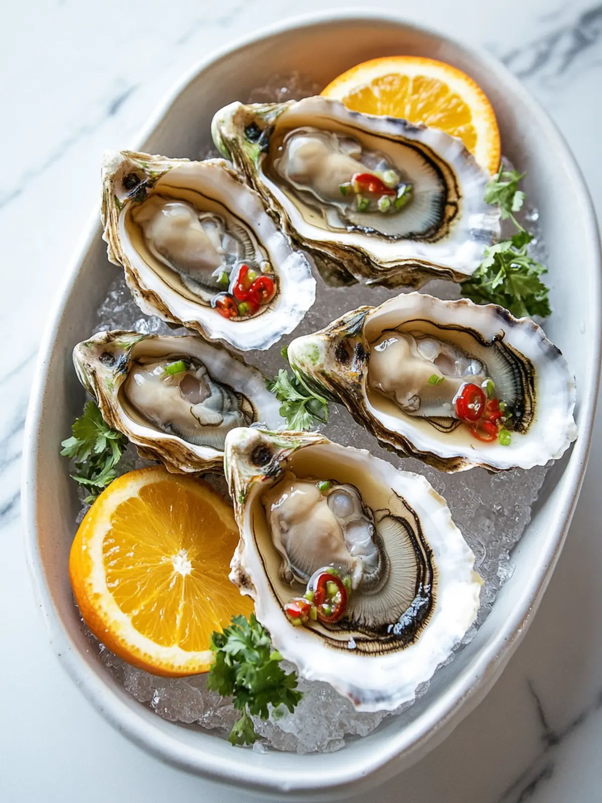 Fresh Oysters with Ponzu Jelly & Orange for Effortless Elegance 2 Fresh Oysters, Ponzu Jelly & Orange